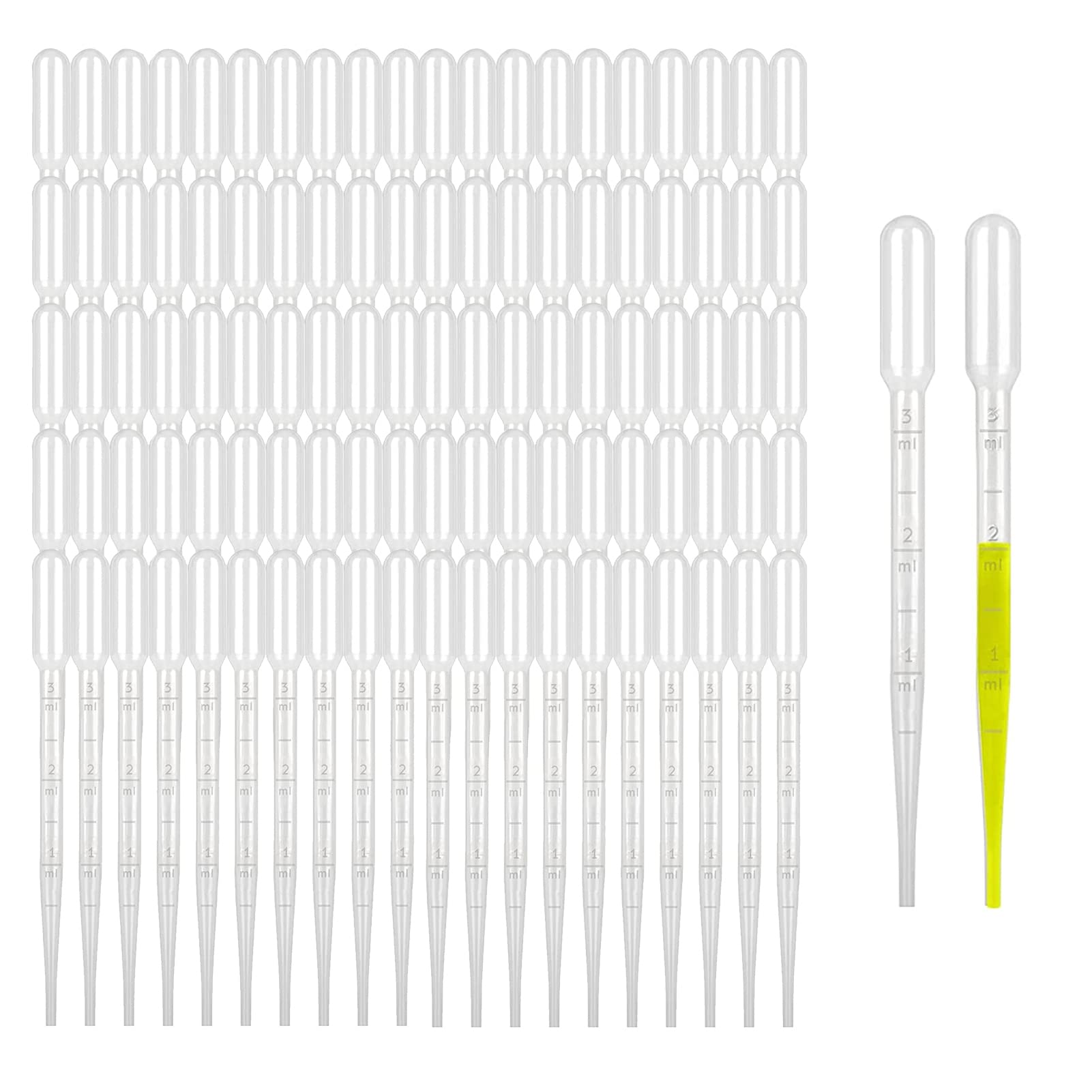 DAYONG 100PS Plastic Pipettes Dropper.3ml Pipette Eye Dropper for Essential Oils.Makeup Tool & Science Laboratory