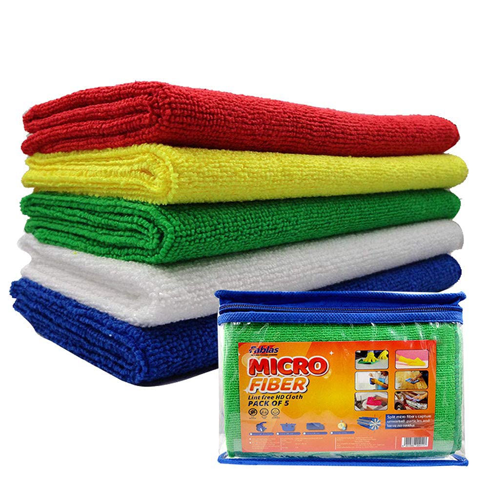 F A B L A S Microfiber Cleaning Cloth - 300 GSM (Pack of 5)