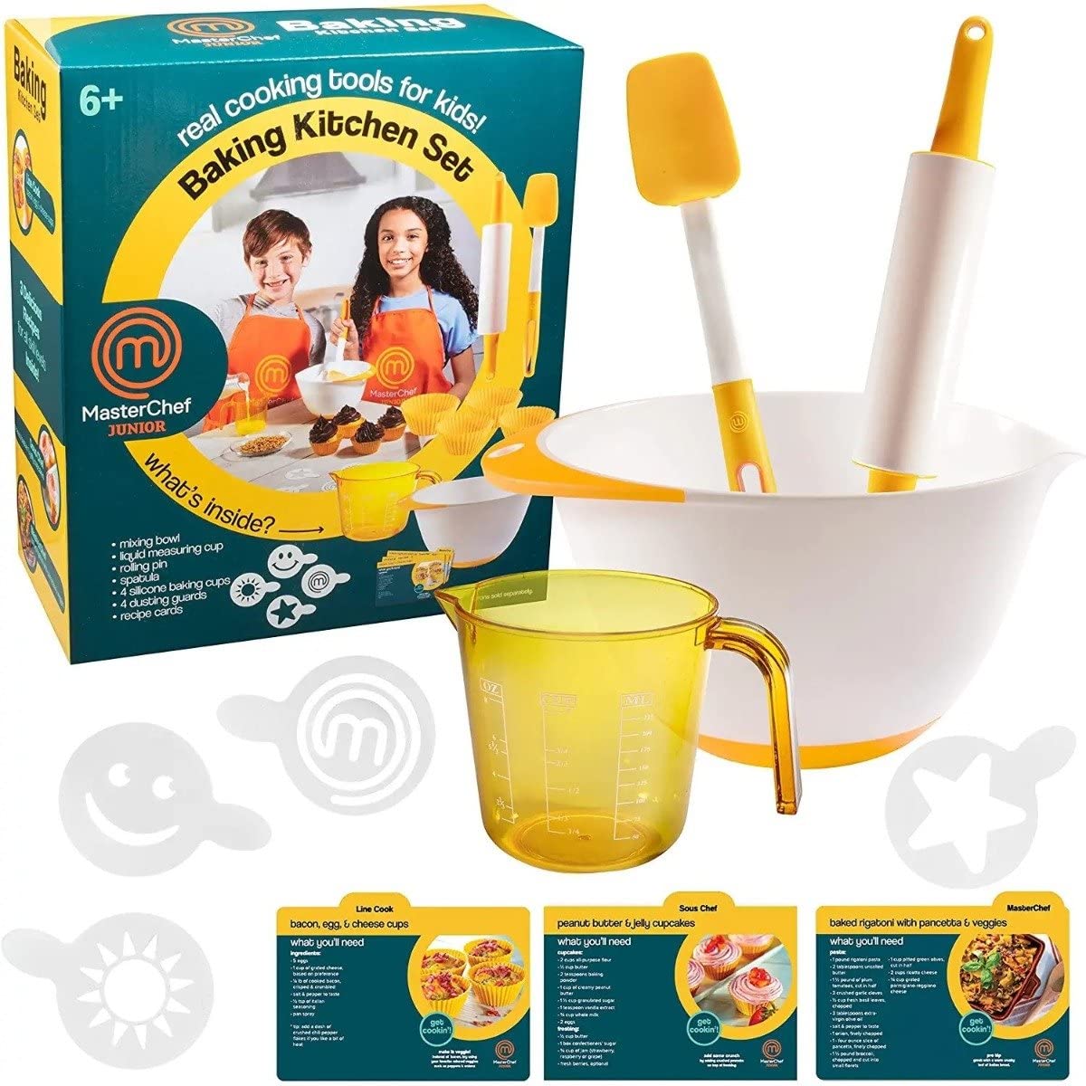 Baking Kitchen Set for Kids - 7 Pc. Kit Includes Real Cooking Tools for Kids w Recipes, Xmas Holiday Gift Party- Homemade Treats