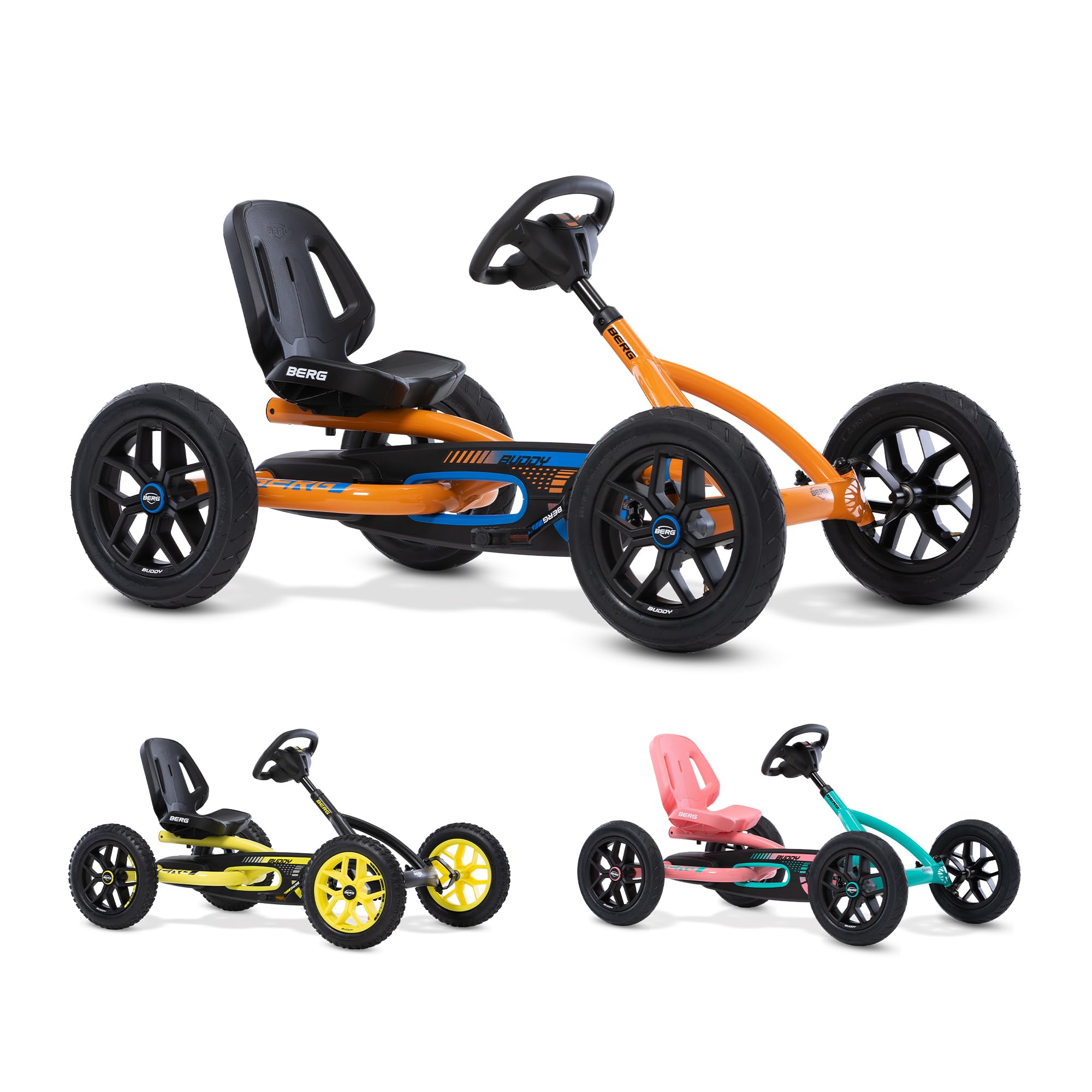 Berg Toys Buddy B-Orange Pedal Go Kart for Kids and Adults – Adjustable Ride On Toy for Ages 4-8 – Go Karts with BFR System, Go Cart for Kids and Adults Outdoor Pedal Car for Kids