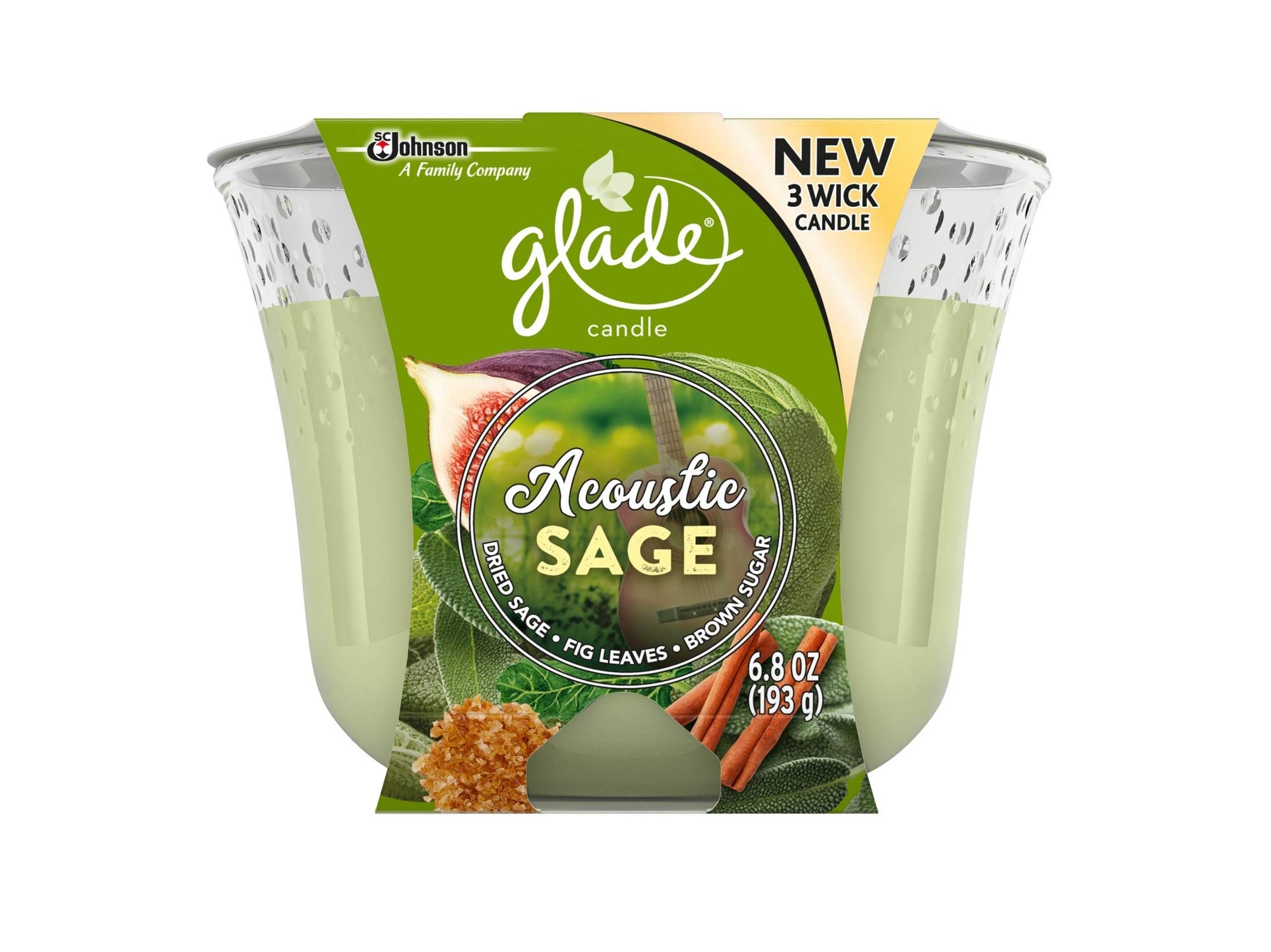 Glade Acoustic Sage 3 Wicks Candle - 6.8oz