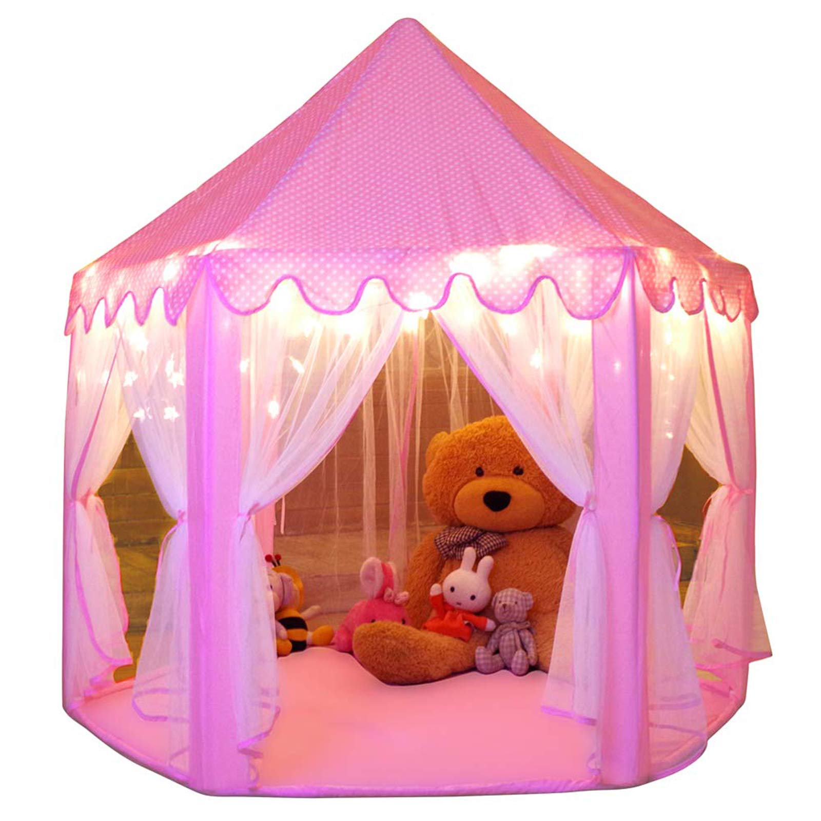 Monobeach Princess Tent Girls Large Playhouse Kids Castle Play Tent with Star Lights Toy for Children Indoor and Outdoor Games, 55'' x 53'' (DxH)