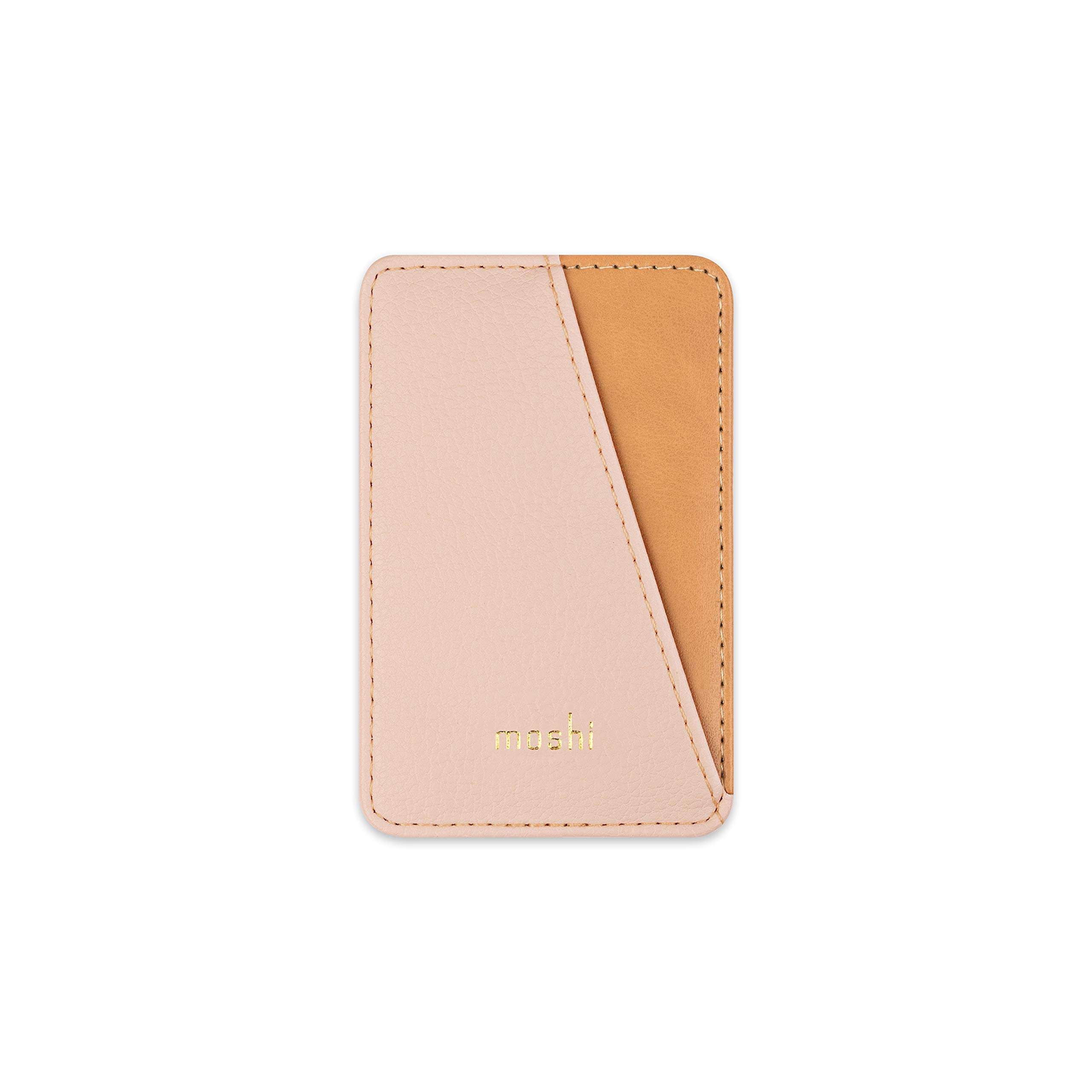 Moshi SnapTo Slim Wallet, Magnetic Phone Card Holder Compatible with iPhone 12/iPhone 11 [SnapTo Case Required], Premium Animal-Friendly Vegan Leather, Weather-Resistant, Luna Pink