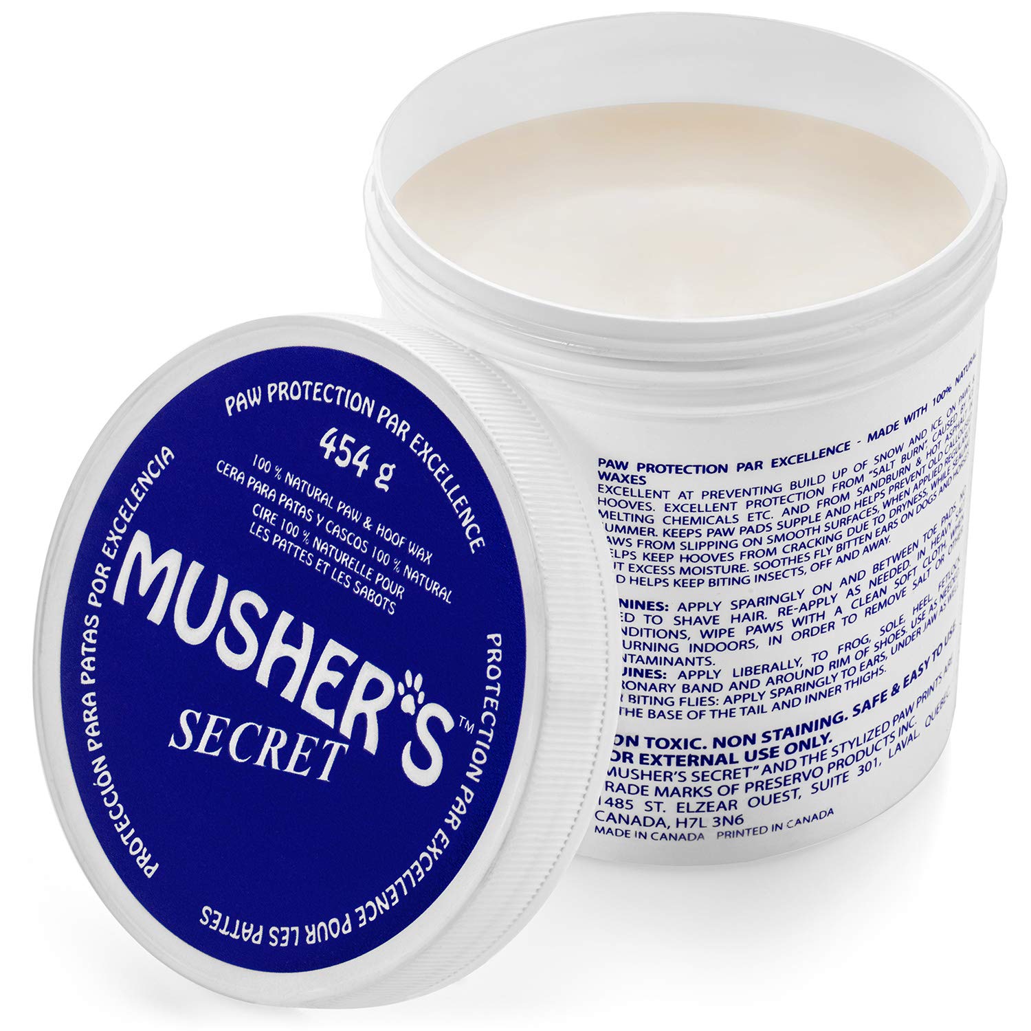 Musher's SecretDog Paw Wax 454 g (16 oz) - Moisturizing Dog Paw Balm that Creates an Invisible Barrier That Protects and Heals Dry Cracked Paws - All-Natural with Vitamin E and Food-Grade Ingredients