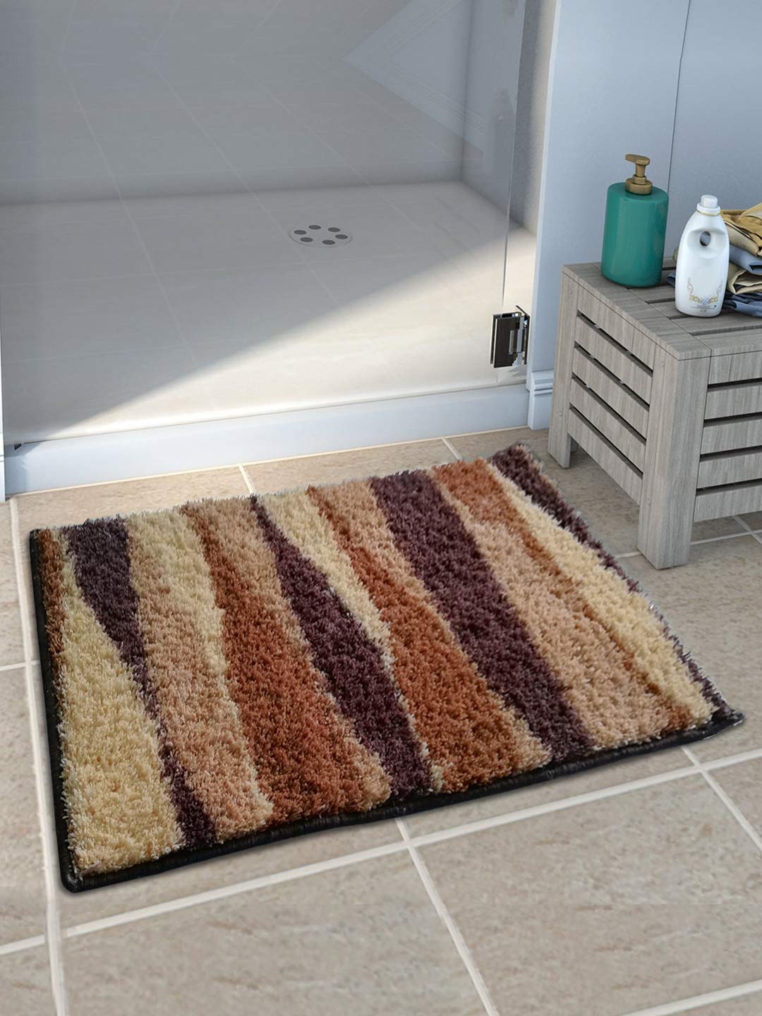 Athom Living Modern Bathmat (Brown, Polyester & Polyester Blend, Standard)