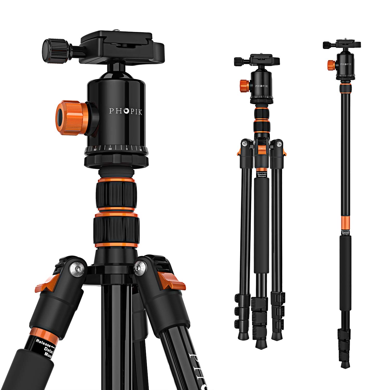 PHOPIK77" Camera Tripod,Travel Tripod for DSLR,Professional Tripod with 360 Degree Ball Head,Camera Tripods & Monopods with Carry Bag for Camera, Ipad,Phone,Lightweight Load up to 17.6 Pounds