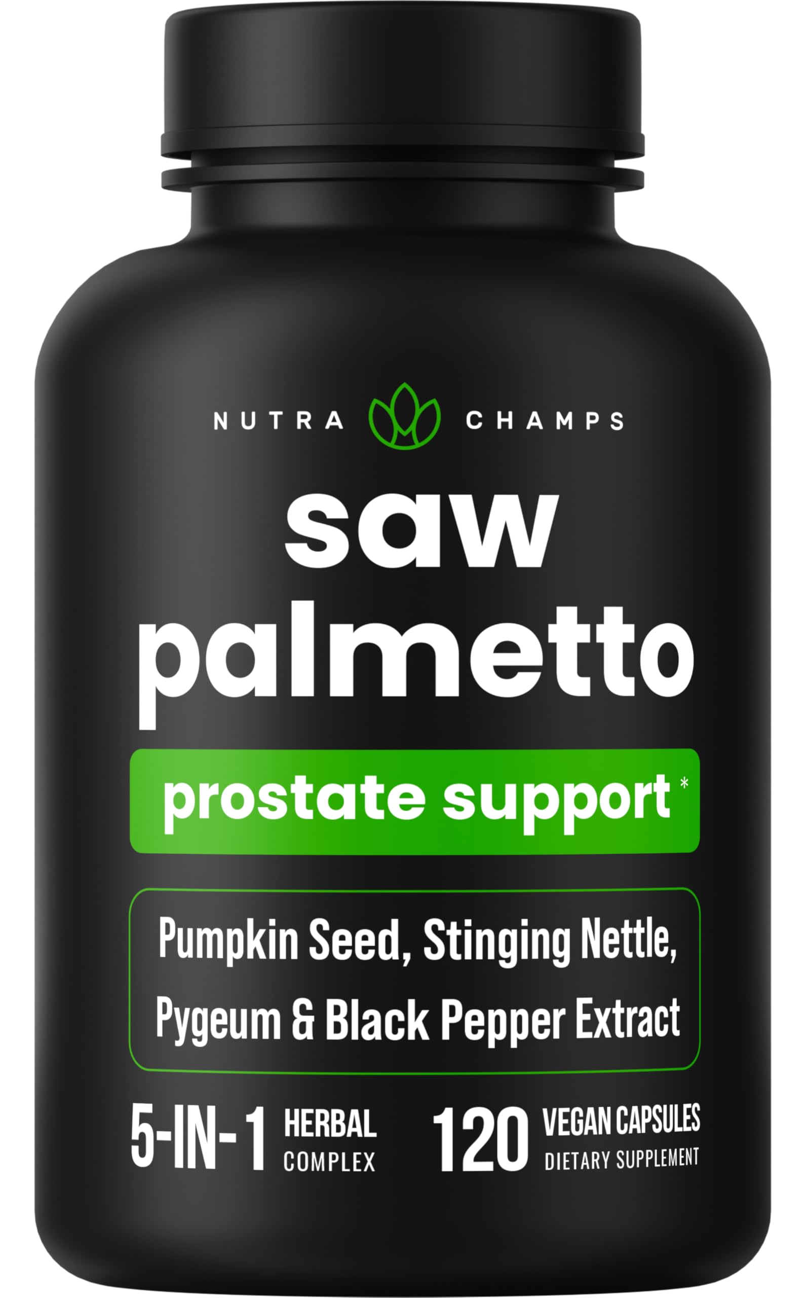 Saw Palmetto Supplement for Prostate Health [Extra Strength] 600mg Complex with Extract, Berry Powder & Herbs - Supports Healthy Urination Frequency, DHT Blocker & Hair Loss Prevention - 120 Capsules