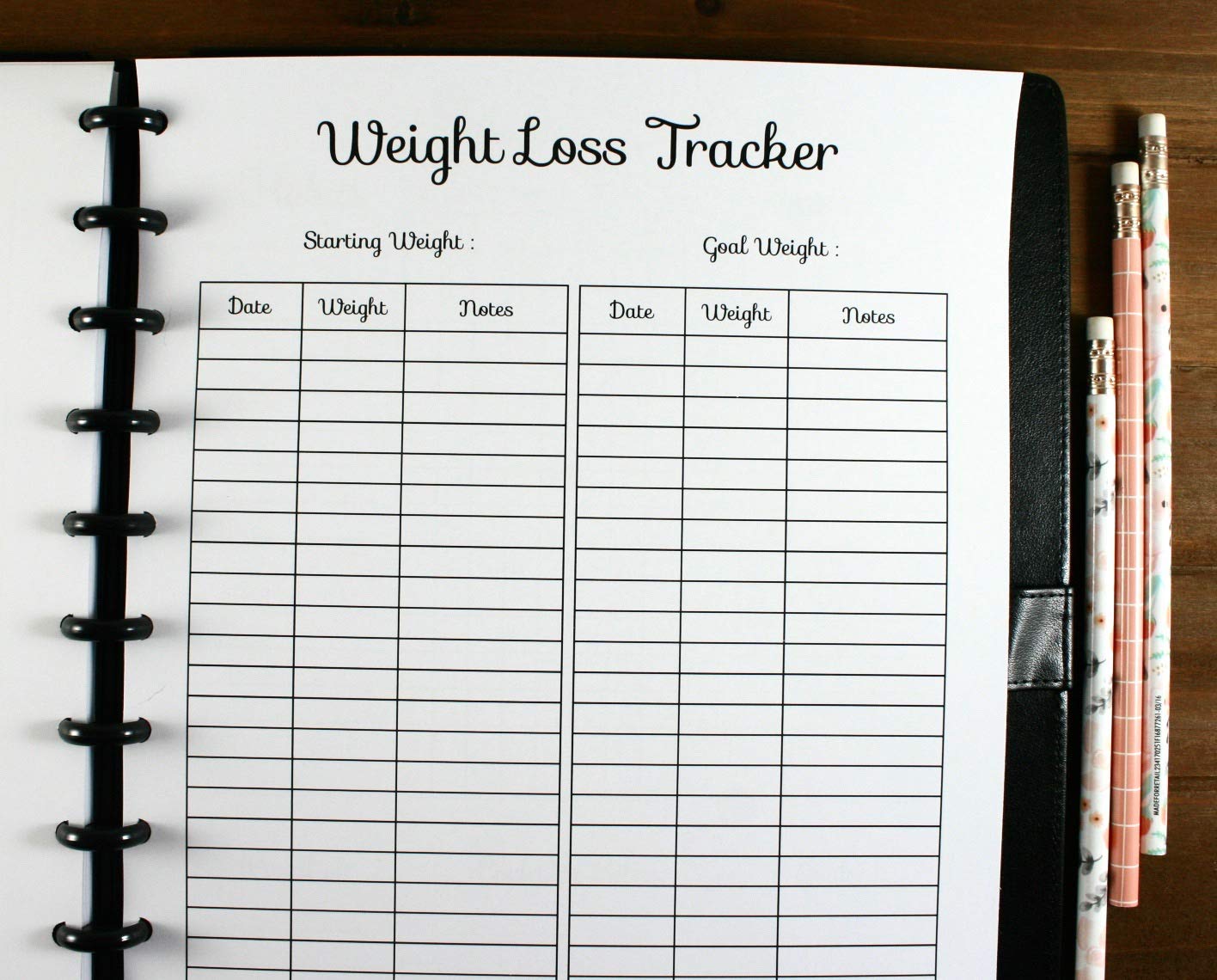 Weight Loss Tracker for Discbound Planners, Fits with Circa Letter, Arc by Staples, TUL, Letter Size (8.5'' x 11''), (Planner sold separately)