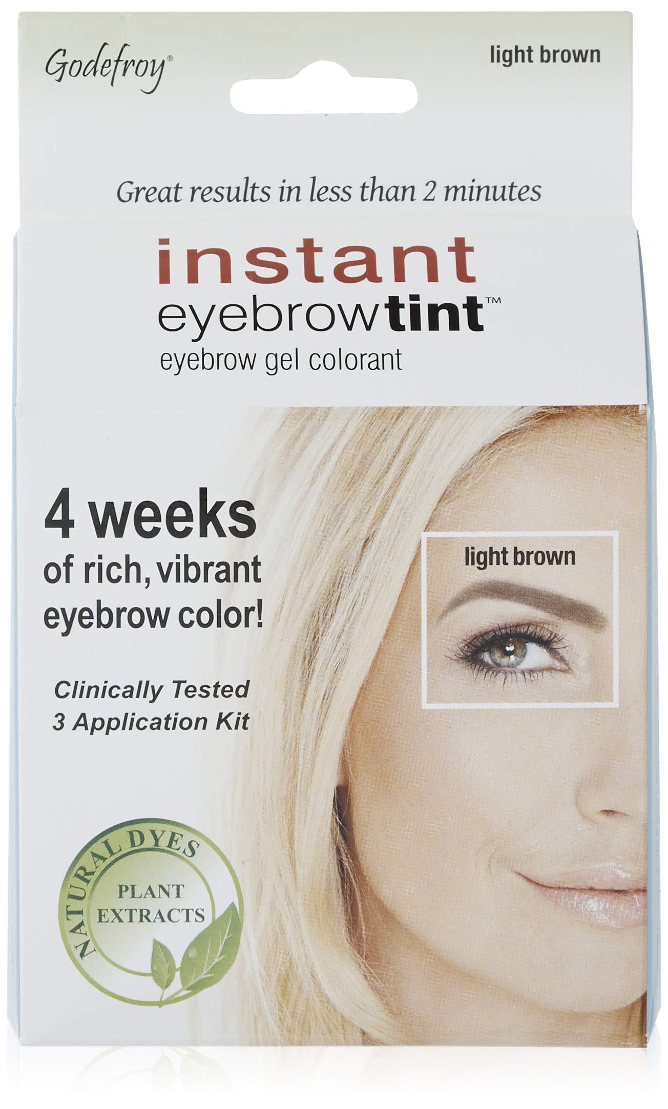 GodefroyInstant Eyebrow Color, Light Brown.18 ounces, 12-weeks of long lasting brow color, 3-applications per kit