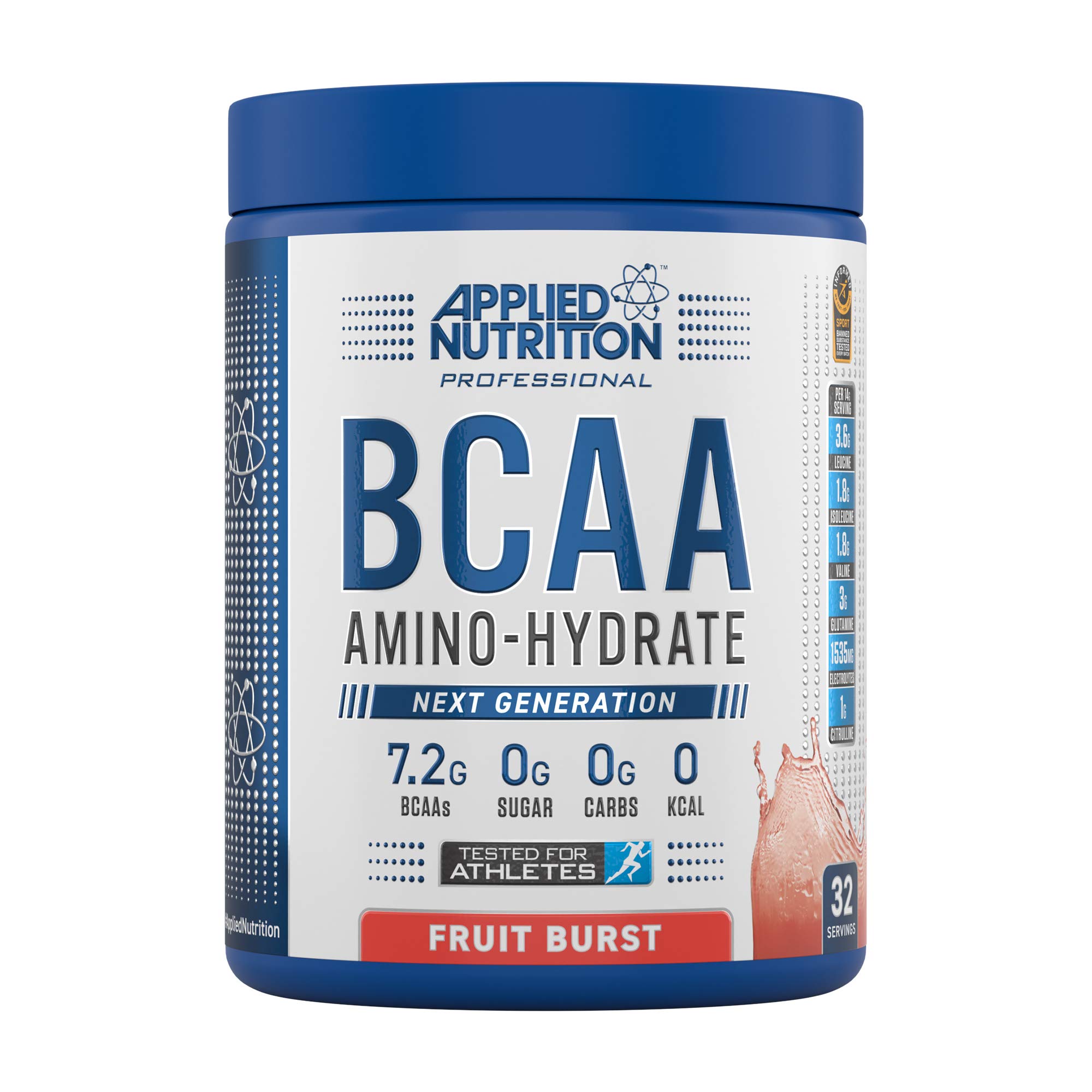 Applied Nutrition BCAA Powder - Branched Chain Amino Acids BCAAs Supplement, Amino Hydrate Intra Workout & Recovery Energy Drink (450g - 32 Servings) (Fruit Burst)