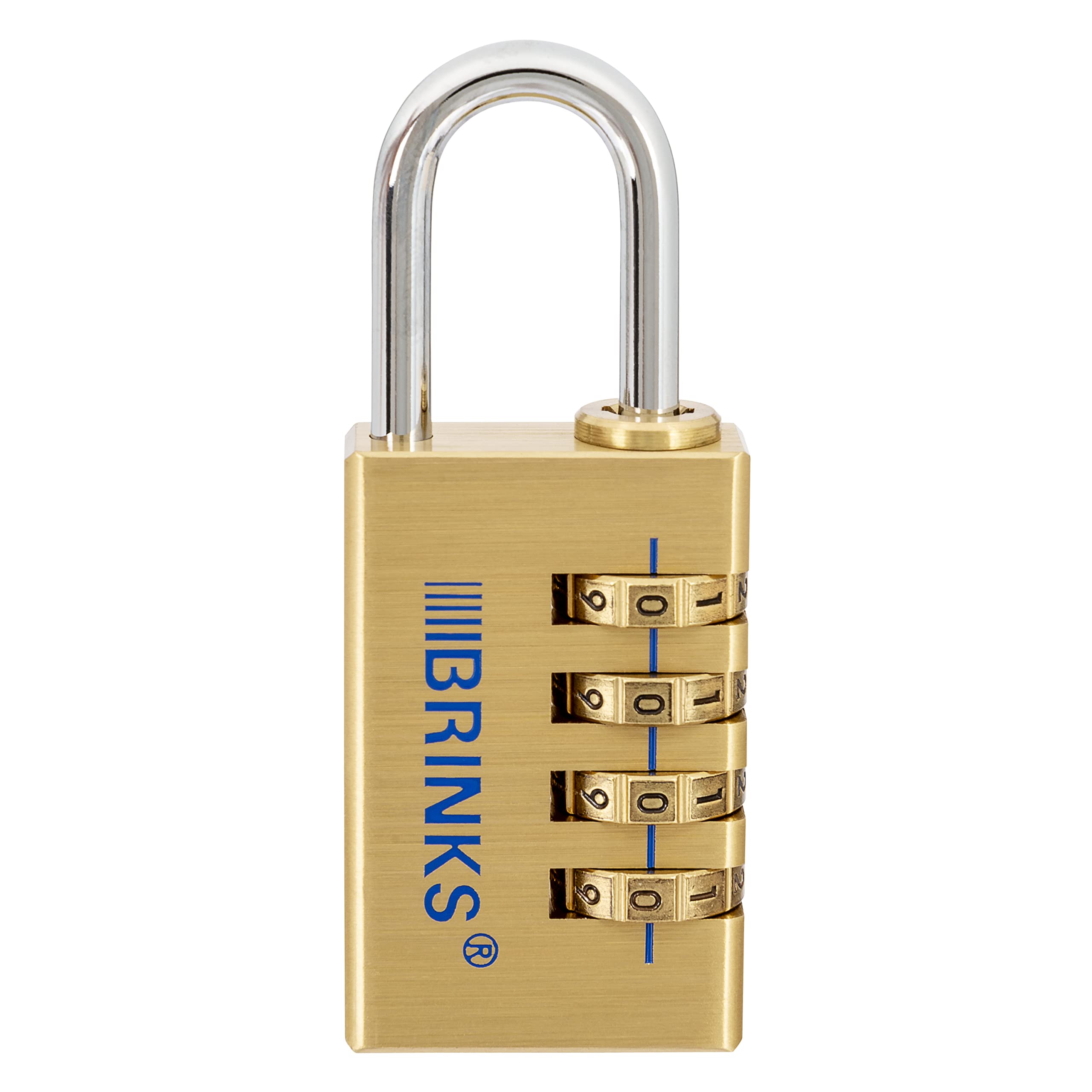 BRINKS30mm Solid Brass 4-Dial Resettable Padlock - Chrome Plated With Hardened Steel Shackle