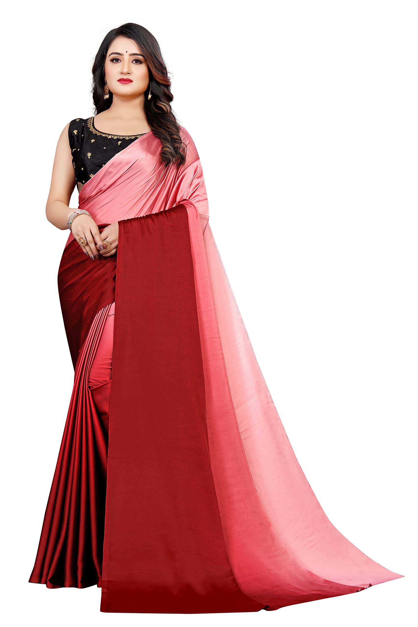 HR Trendz Women Silk Saree With Stitched Blouse Alter Upto Size 40