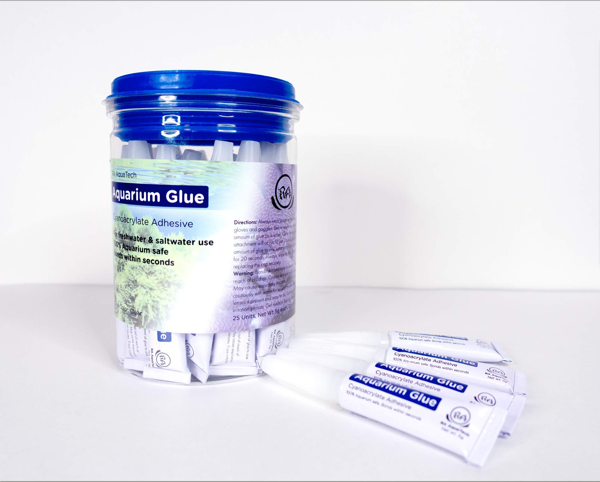 Aquarium Glue Clear for Plants Corals aquascaping Instant Aquarium Safe (25pcs can)