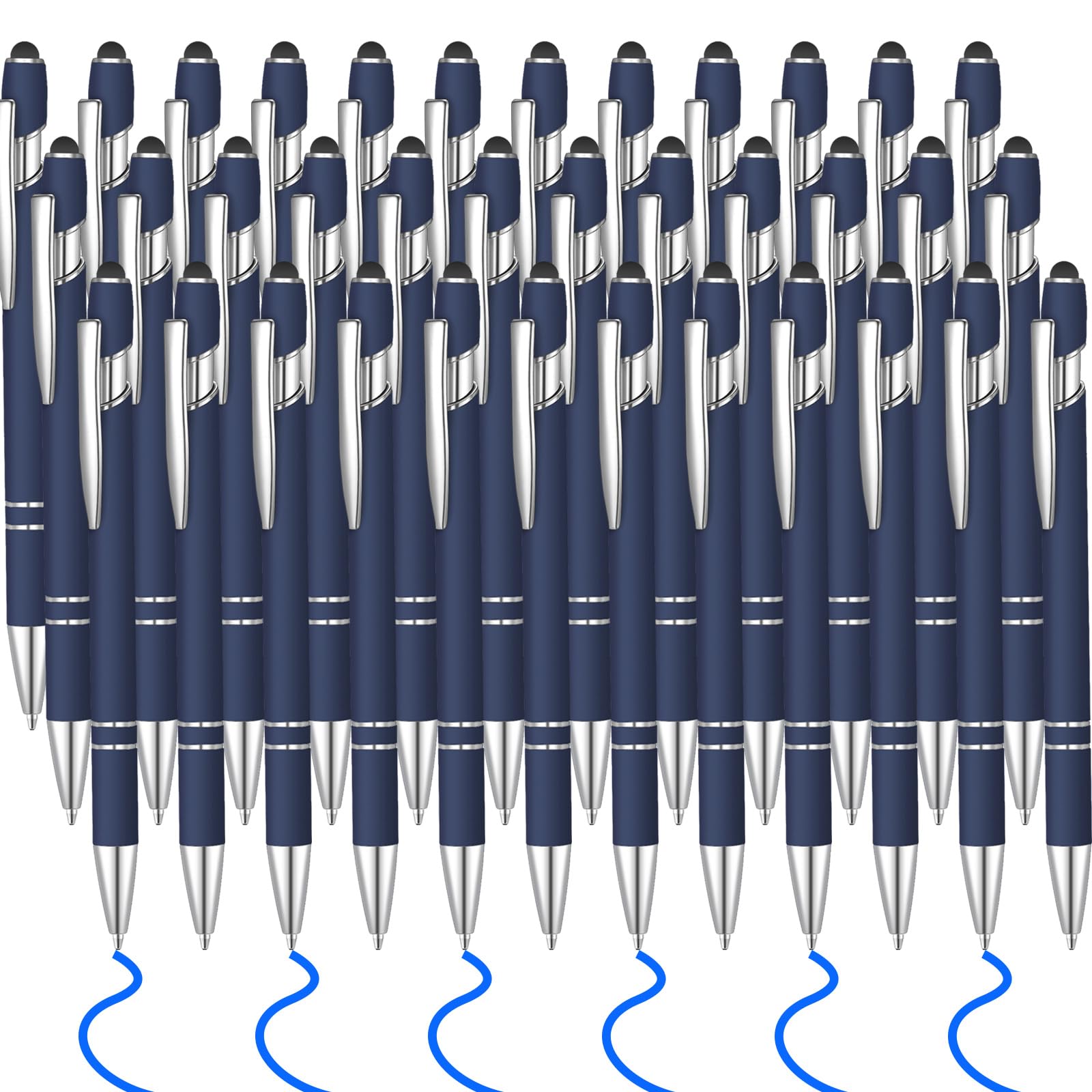 36 Pcs Blue Ink Ballpoint Pen with Stylus 2 in 1 Ballpoint Pen for Touch Screens School Office Coworkers (Blue)