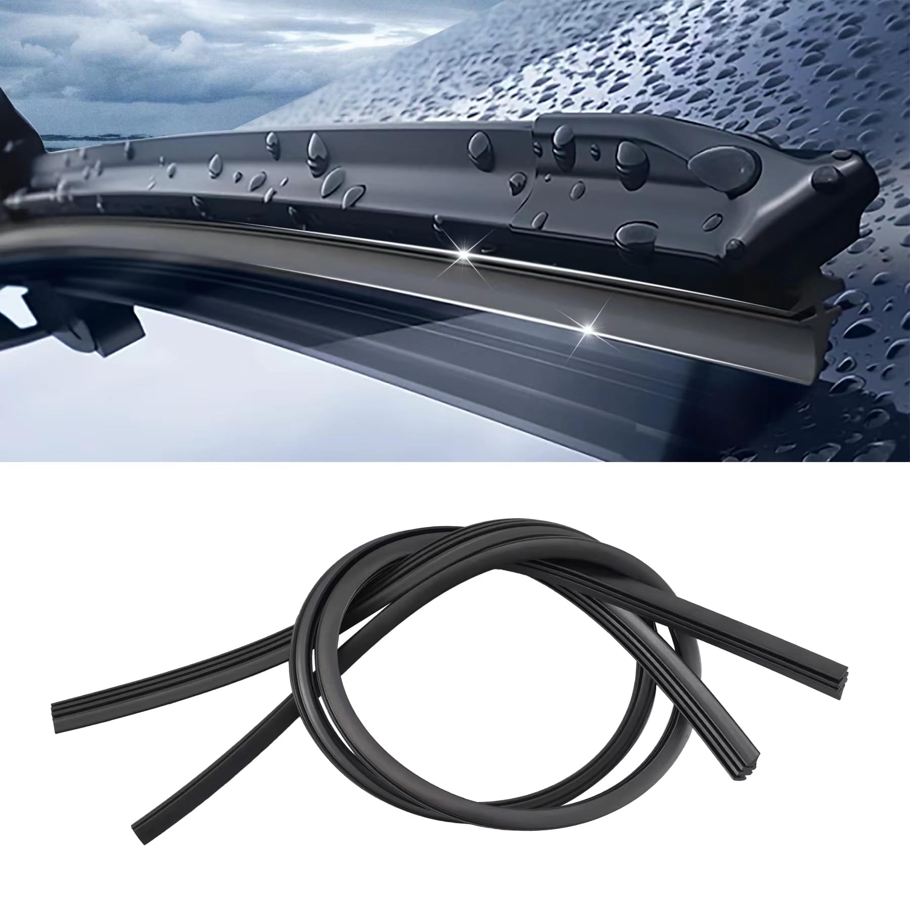 22Inch Windshield Wiper Blades Strips, Auto Adjustable Insert Rubber Wiper Blade Refills, Universal for SUV Truck Car Accessories (Set of 2)