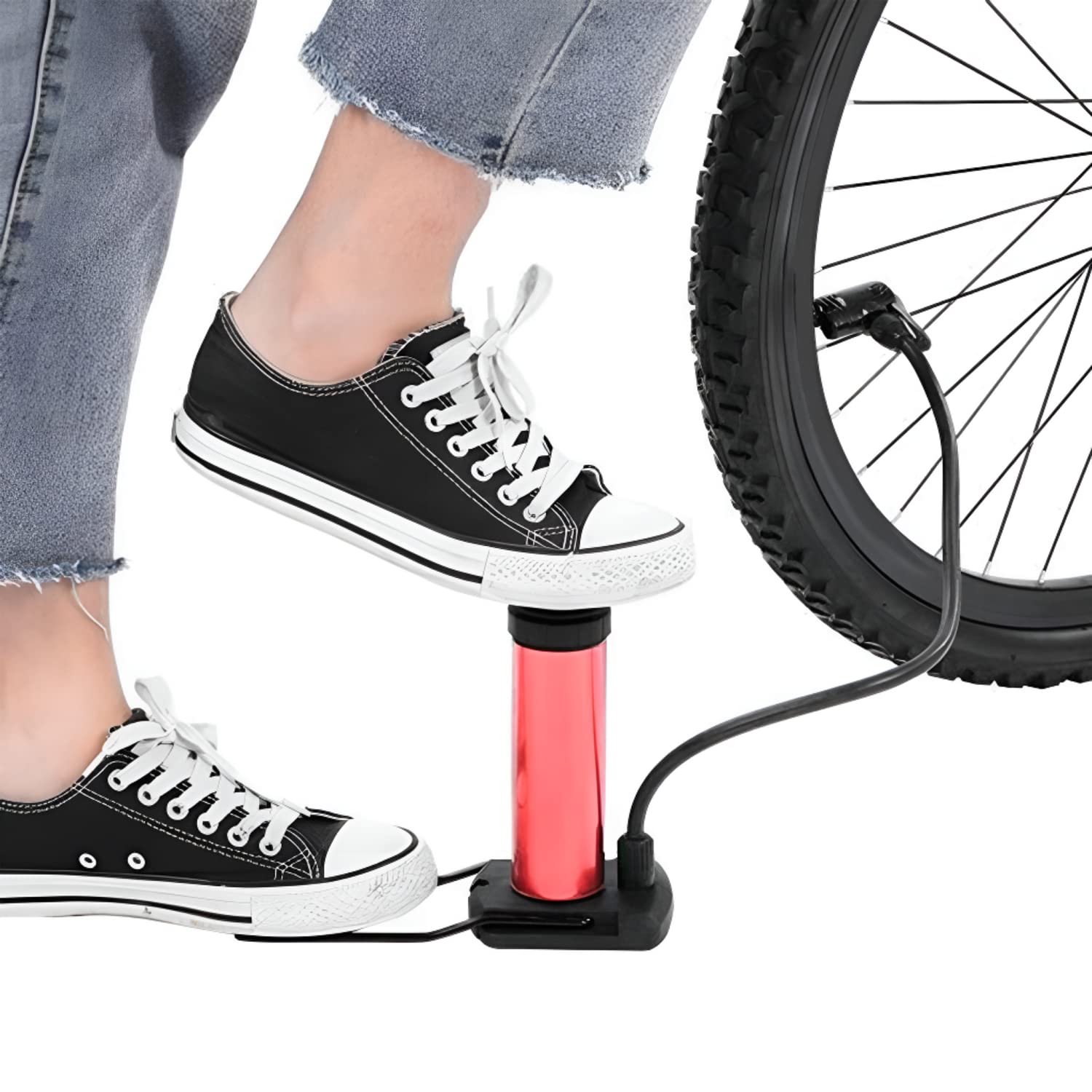 Oblivion Portable Air Foot Pump for Motorbike, for Cars, Bicycle, Football,Mattress etc.Efficient Inflation with Universal Valve Compatibility