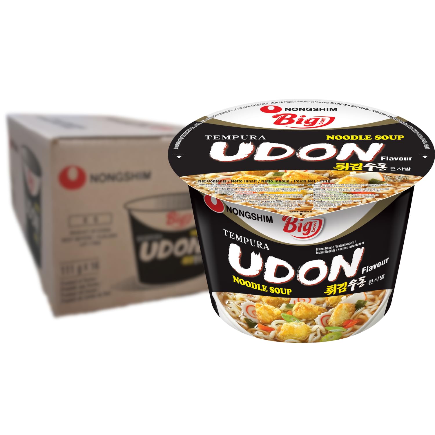 Nong Shim Instant Cup Noodles, Udong Big Bowl, pack of 16 (16 x 111 g)