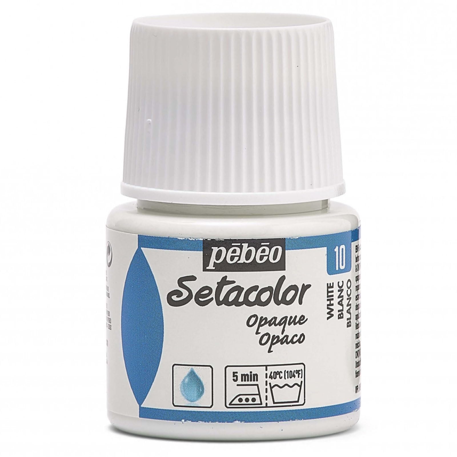 PEBEO 295-010 Setacolor Opaque Watercolour Fabric Paint Bottle, Titanium White, 45-Milliliter