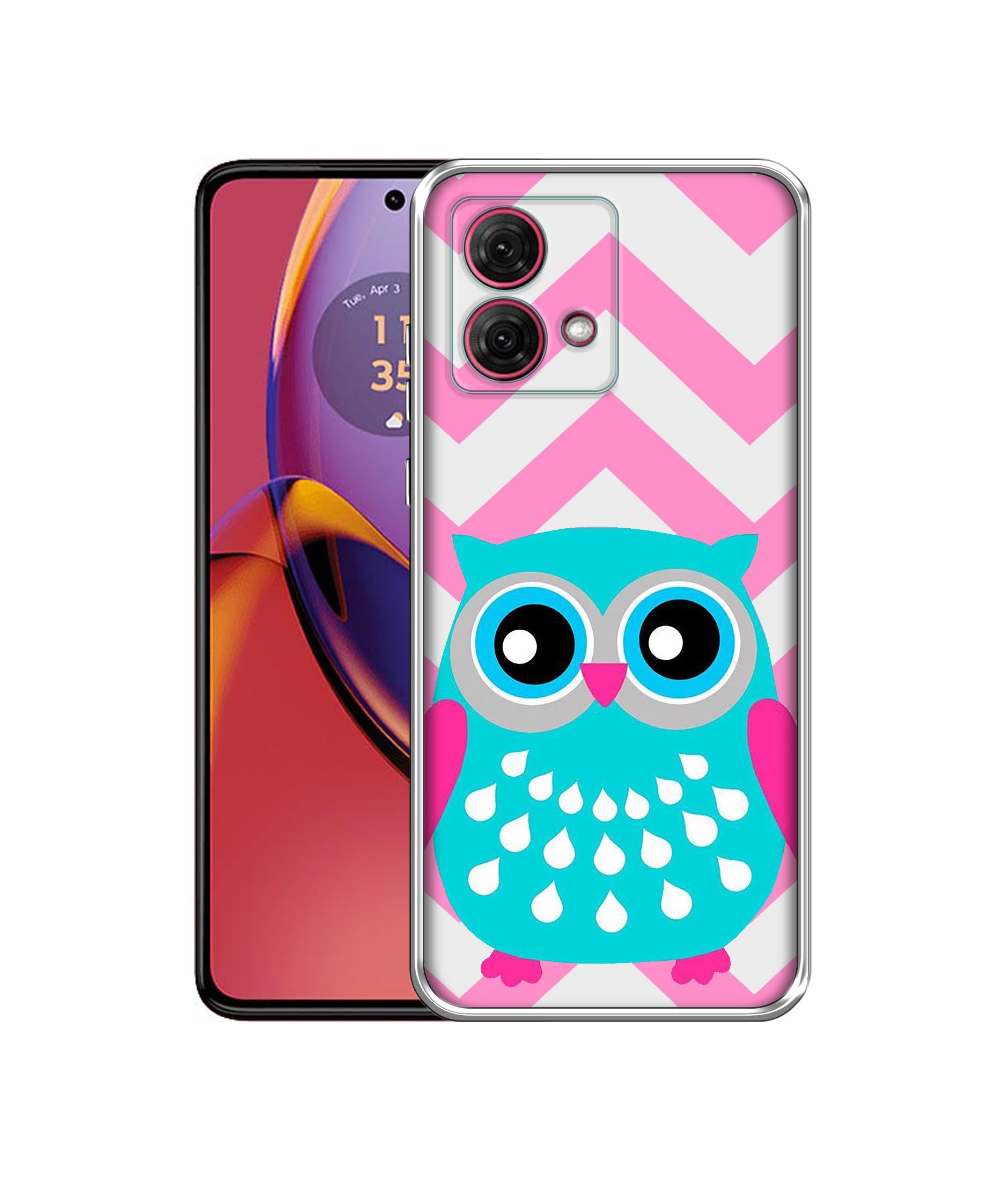 Amazon Brand- Solimo Basic Case for Motorola Moto G84 (Silicone_Sky Blue Owl)