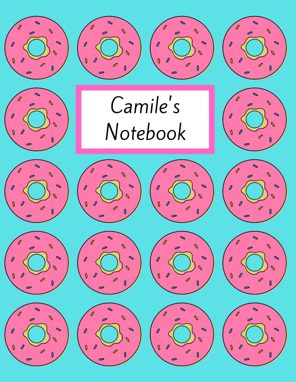 Camile's Notebook: Personalised Blue Donut Inspired Lined Journal