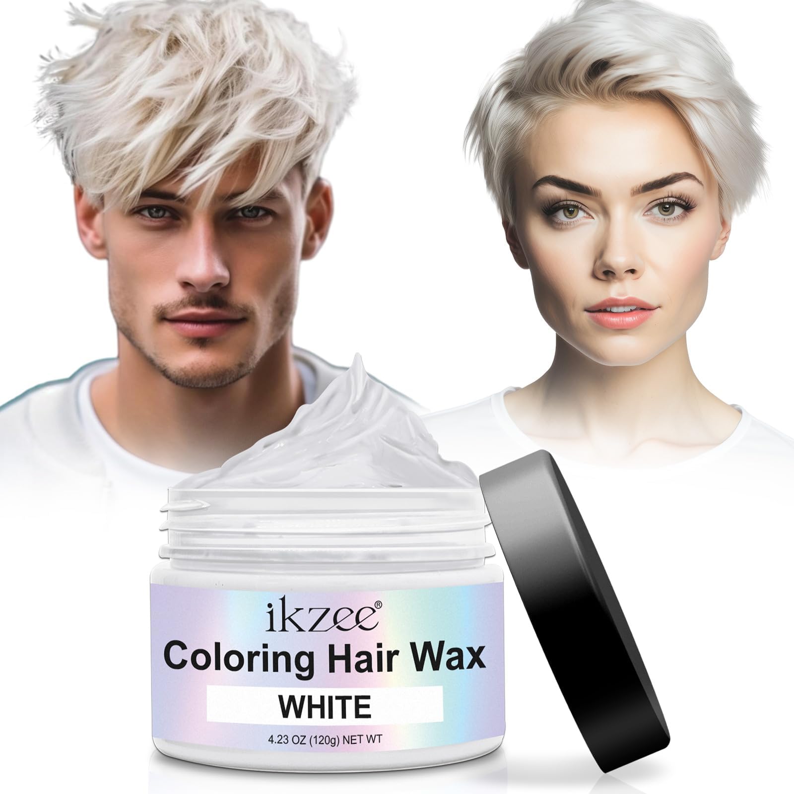 KASTWAVE Temporary Hair Color Wax, Instant Natural Hairstyle Cream Dye, Disposable Coloring Mud, Natural Hairstyle Wax, Temporary Hairstyle Cream, for Party, Cosplay, Masquerade, DIY (Silver,4.23 oz)