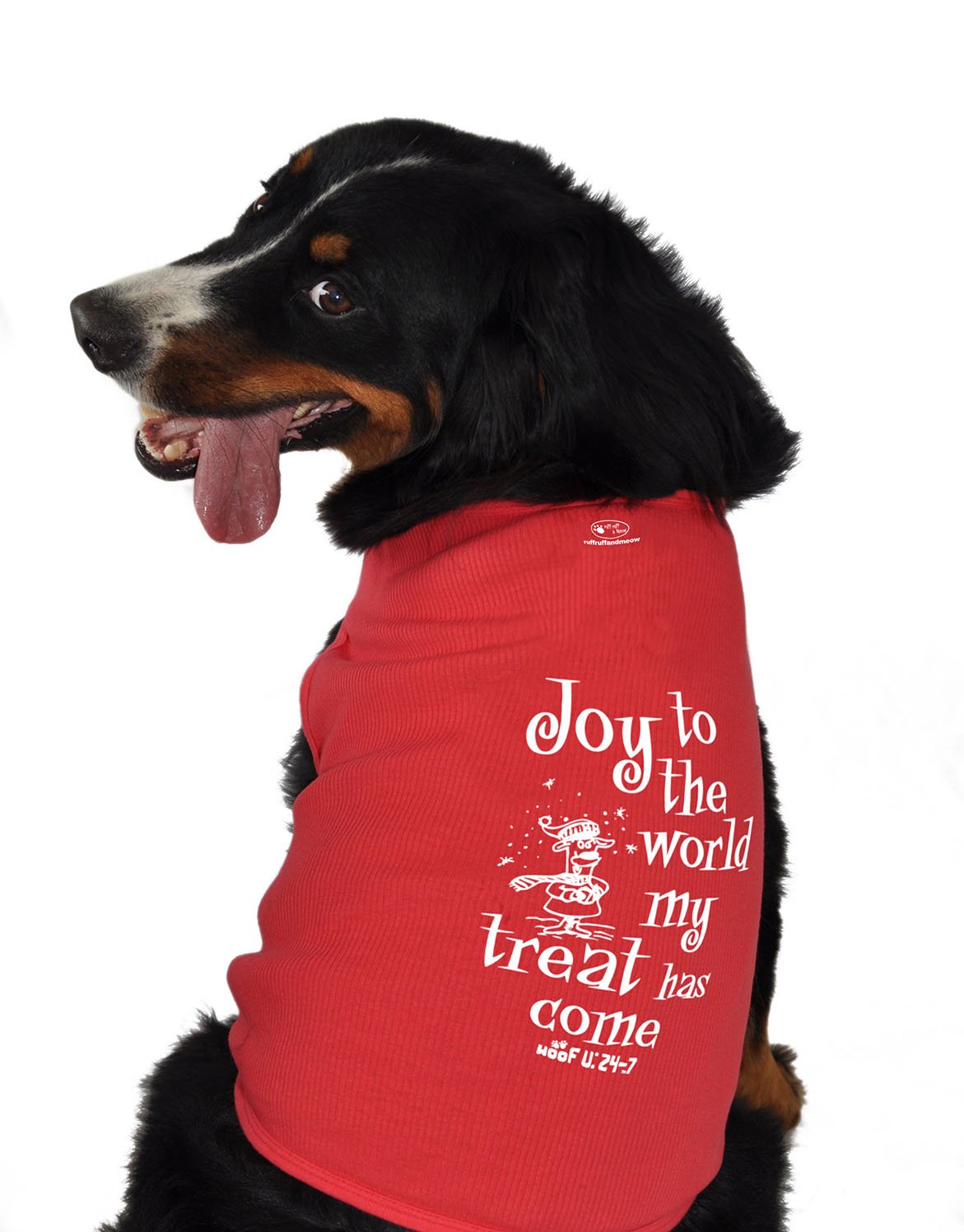 Ruff Ruff and Meow Dog Tank Top, Joy to The World, Red, Large