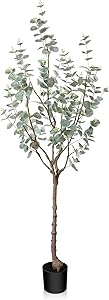 LOMANTO Artificial Eucalyptus Tree 4Ft Faux Eucalyptus Plant in Pot Fake Tree for Home Decor Indoor Living Room Perfect Housewarming Gift Green 1Pack