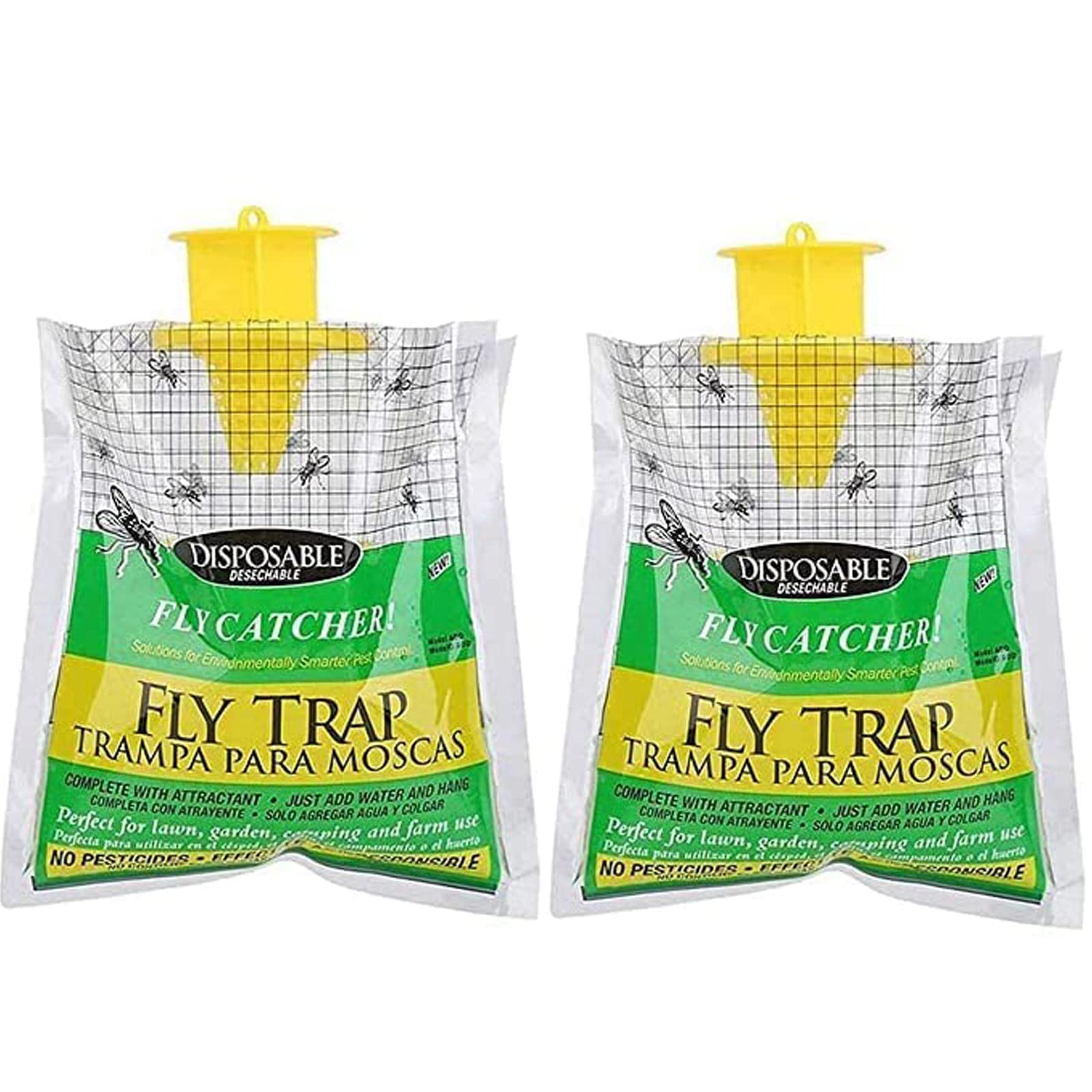 Homarket Outdoor Disposable Hanging Fly Trap Catcher Practical Effective Pest Control Insect Trap Non-toxic Style Catcher Fly Trap Bag (2 Pack)