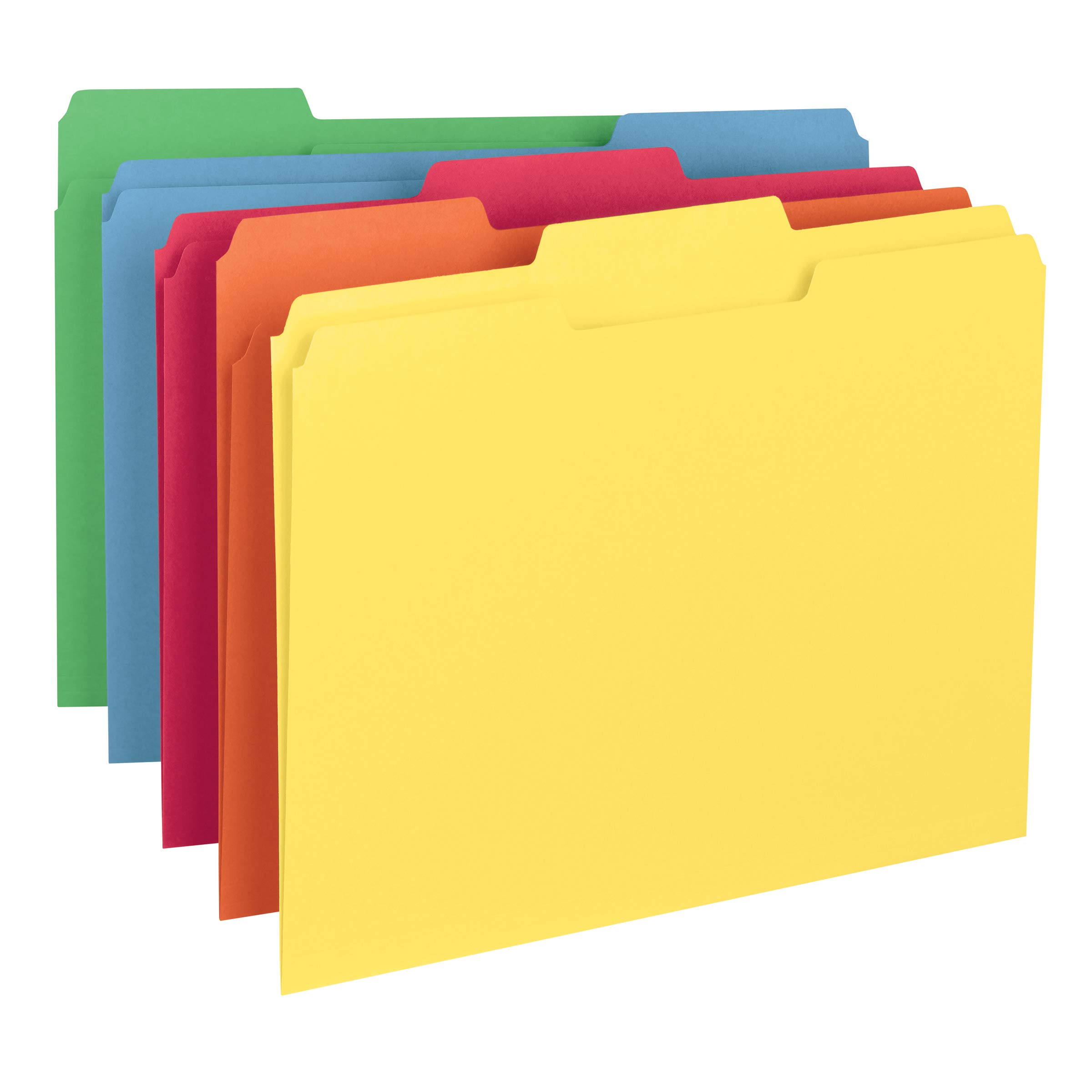 Smead Colored File Folder, 1/3-Cut Tab, Letter Size, Assorted Primary Colors, 100 per Box (11943)