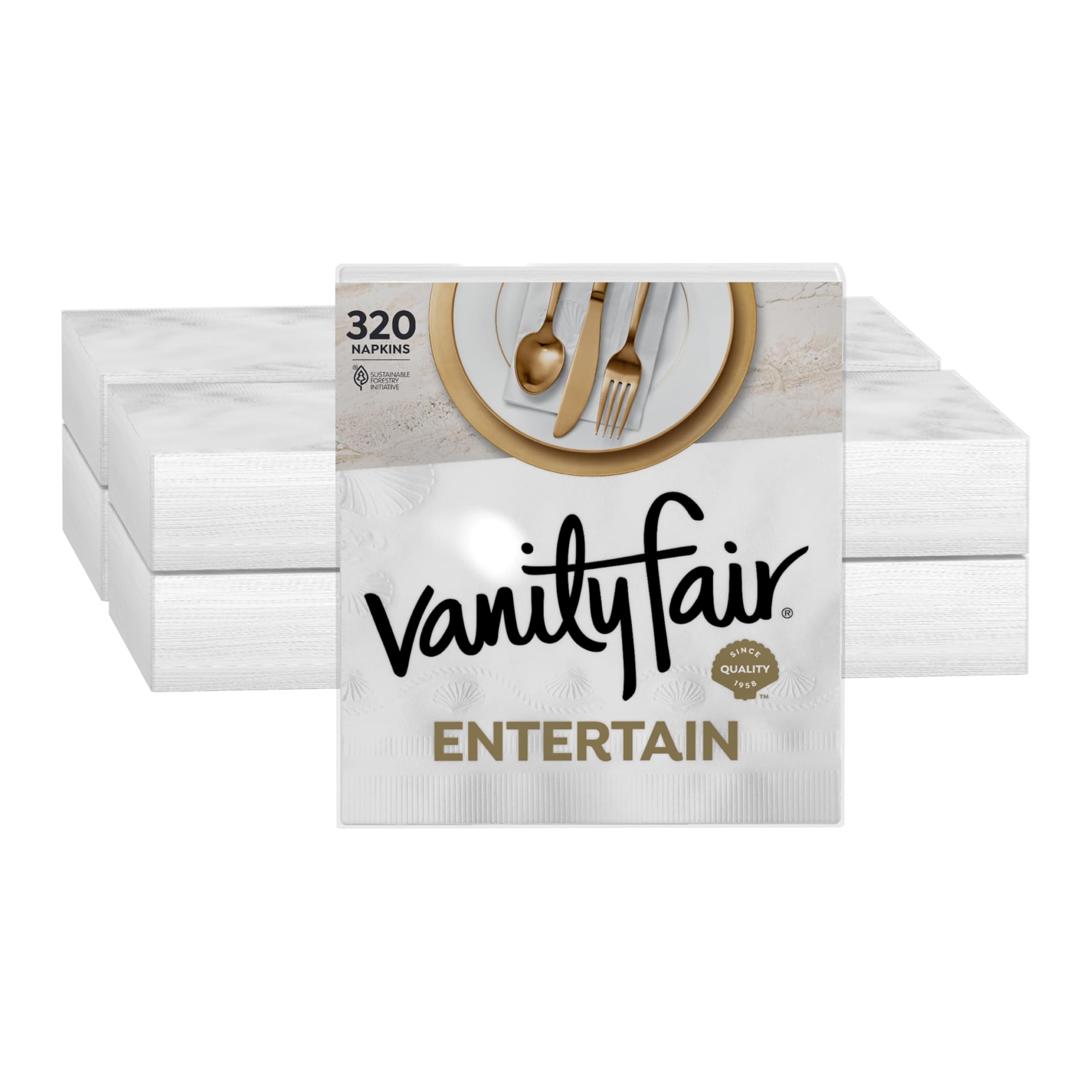 Vanity Fair Entertain Paper Napkins, 320 Count, Disposable Napkins Made For Entertaining And Events