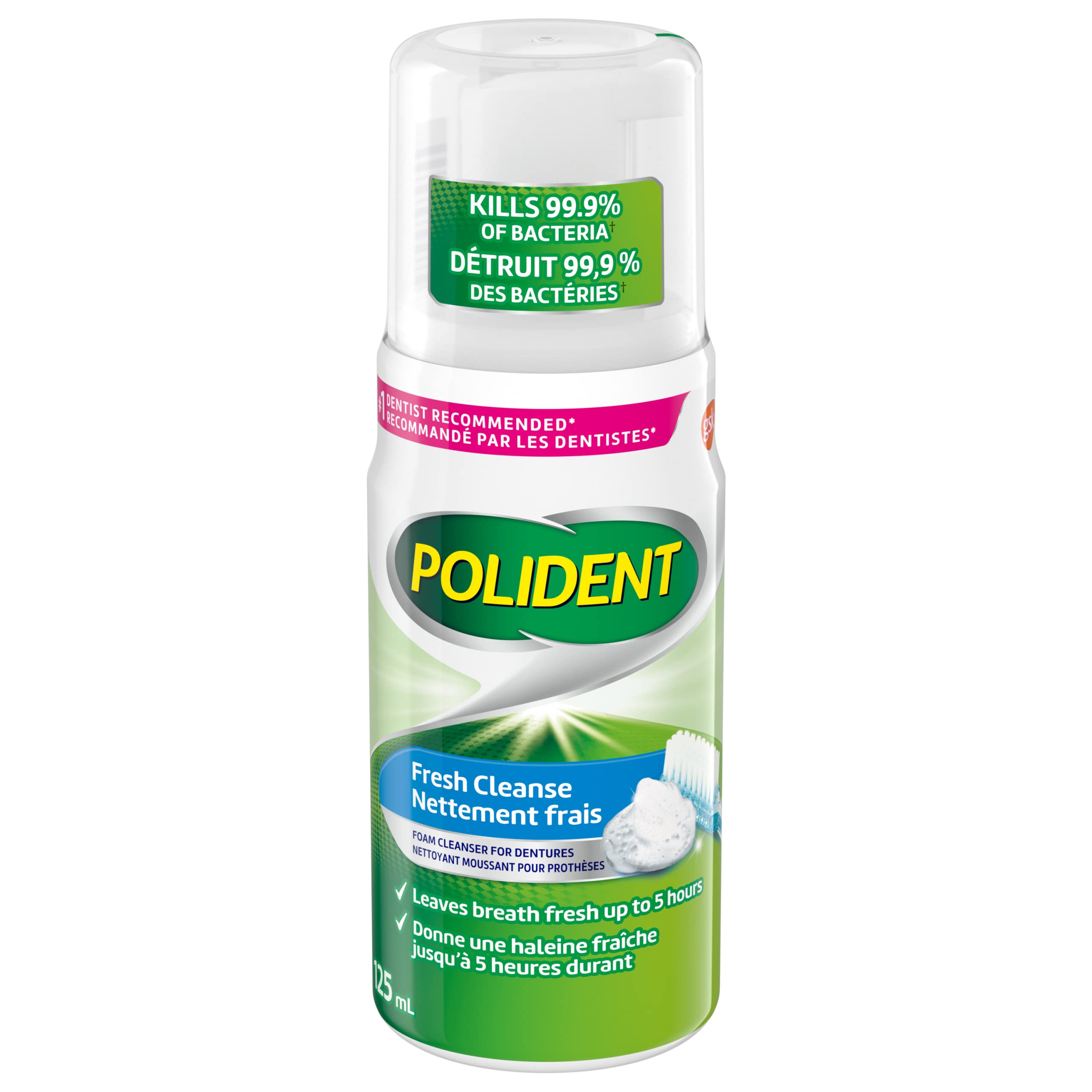 POLIDENT FRESH CLEANSE FOAMING DENTURE CLEANSER 125ML