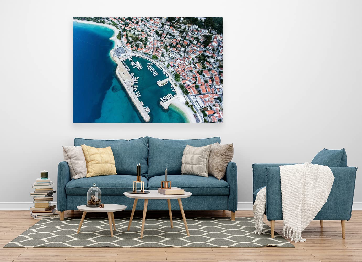 VERRE ART Wood Framed Canvas - Wall Decor for Living Room, Bedroom, Office, Hotels, Drawing Room (60in X45in) - Baska Voda Beach