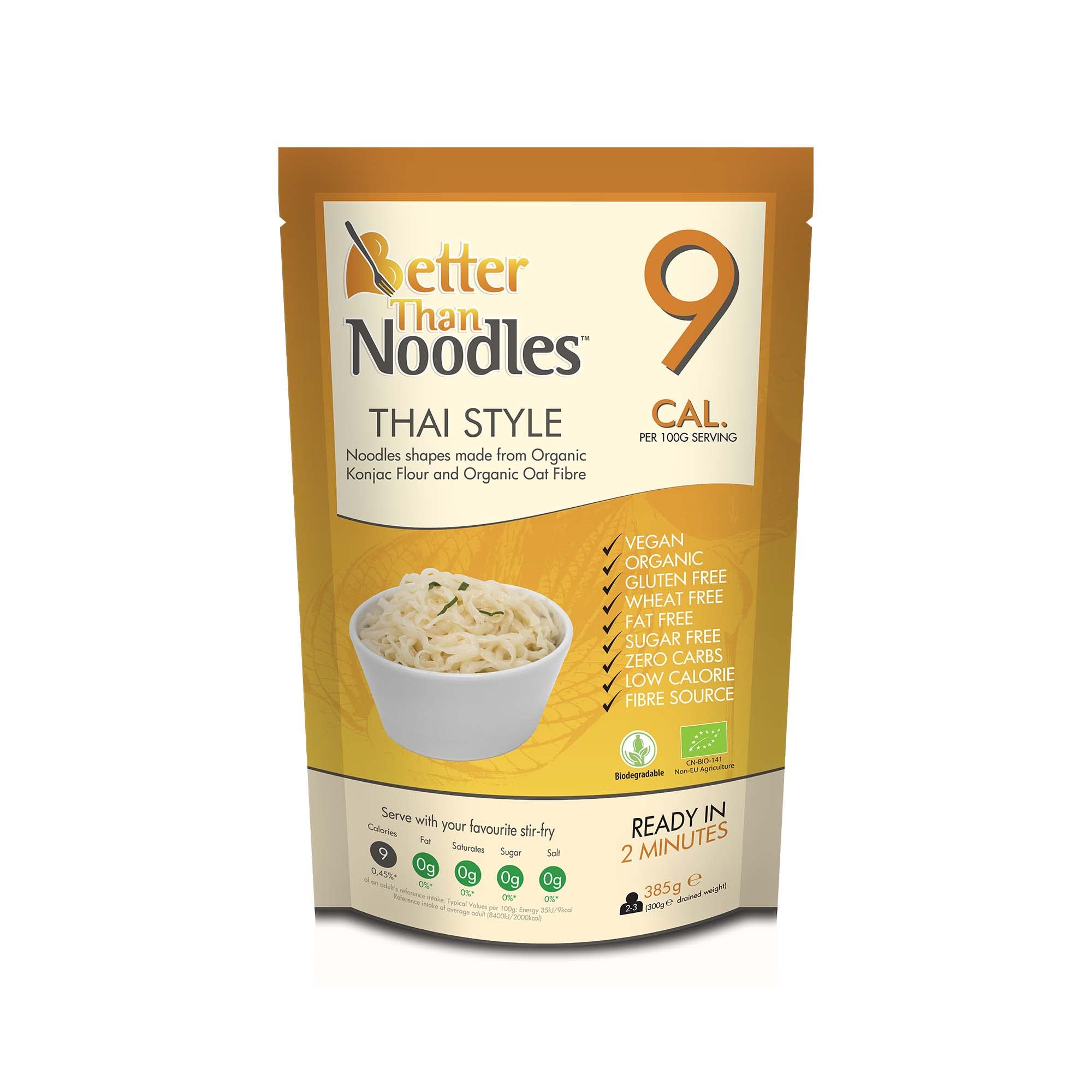 Better Than Noodles Thai Style Zero Carbohydrate 385 Grams Pack of 6 - Low Calorie Zero Sugar Konjac Flour Keto Diet & Vegan Food High in Nutrition - Low Carbohydrates Low Fat Diet Vegan Food