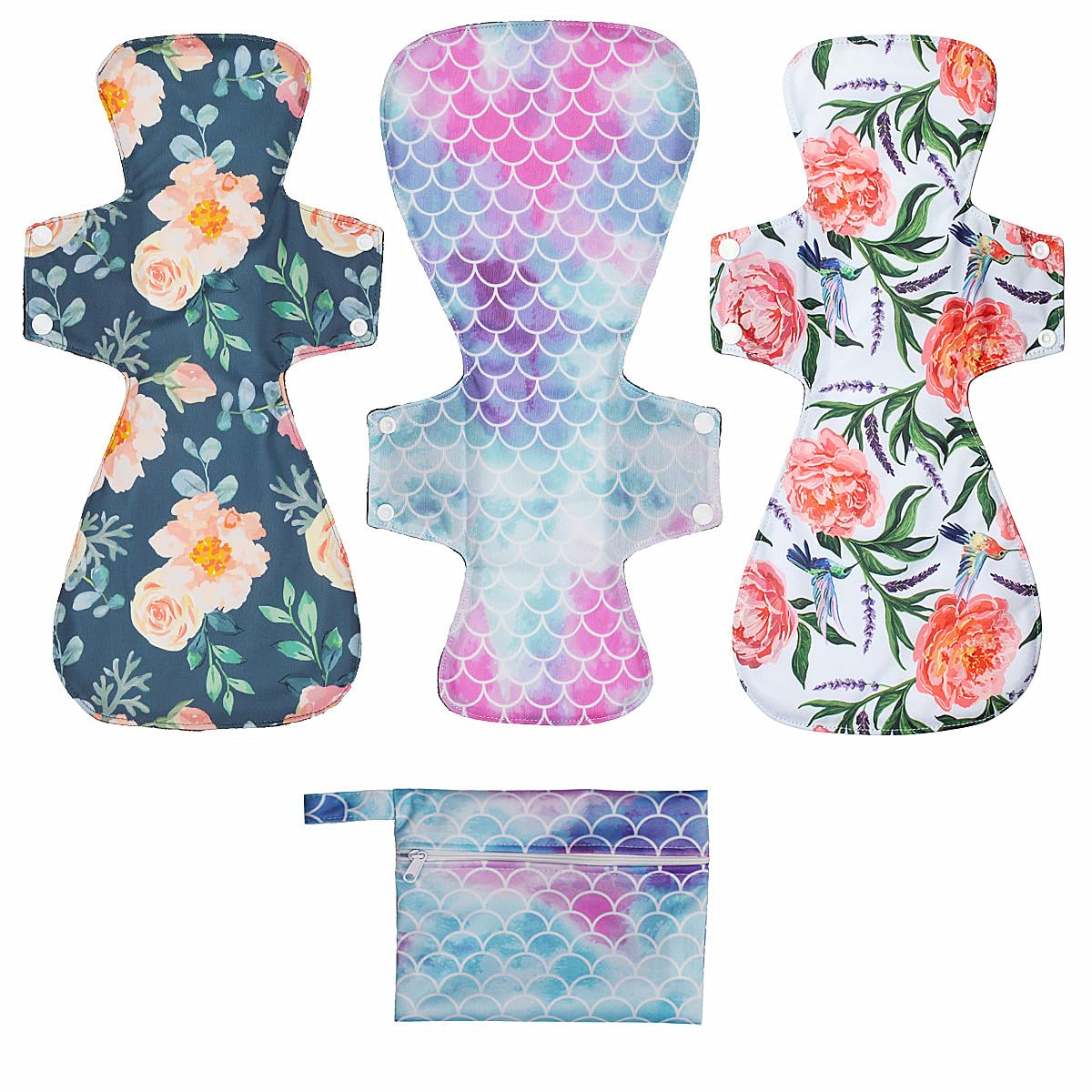 4 Pack 16 Inch Cloth Menstrual Pads,Reusable Sanitary Pads,Washable Overnight or Post Partum Absorbency Pads,Unscented