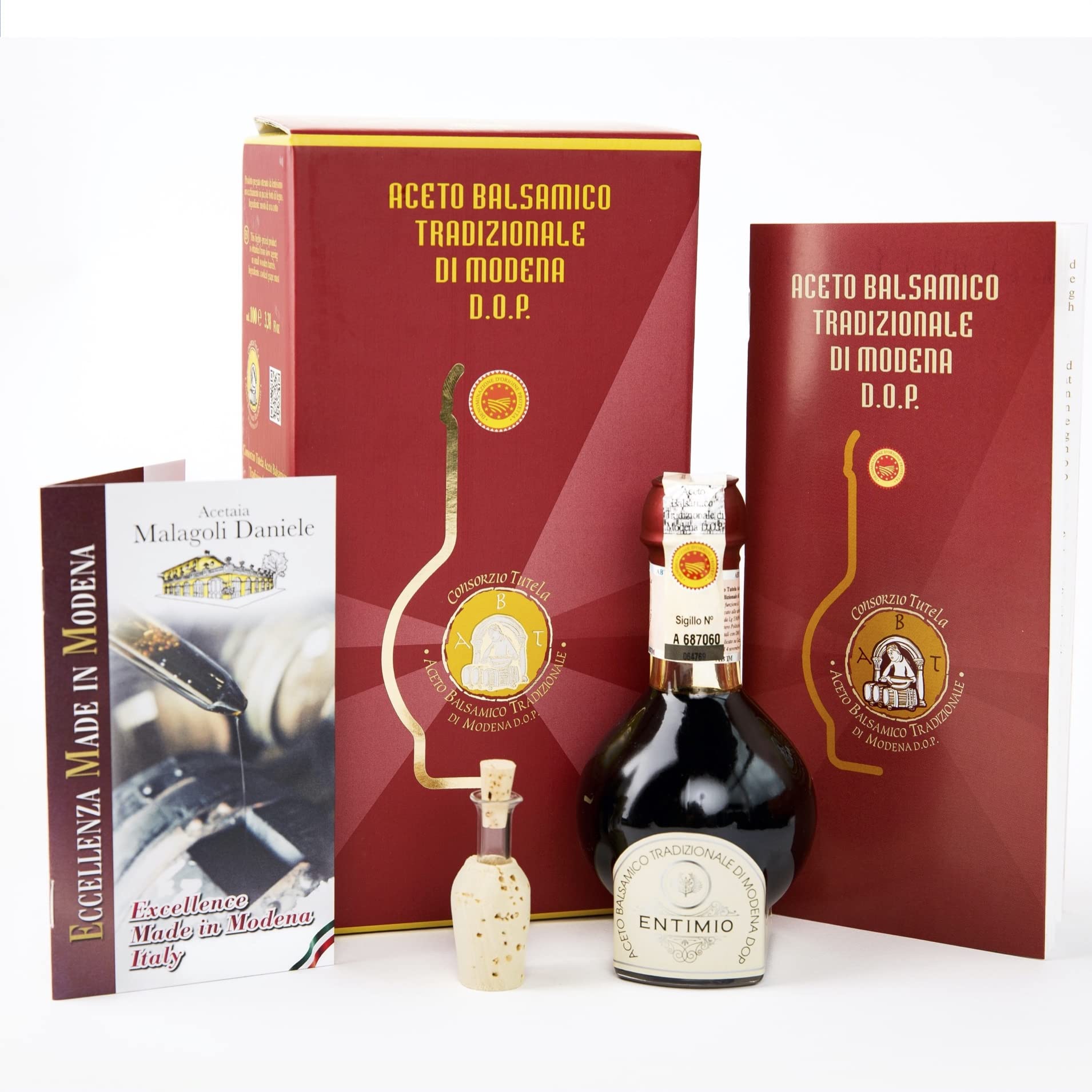 Entimio Affinato | Traditional Modena Balsamic Vinegar DOP Aged +12 Years from Modena, Italy | Authentic from Small Family Producer, Giftbox with Product and Producer Info | 3.4 fl oz