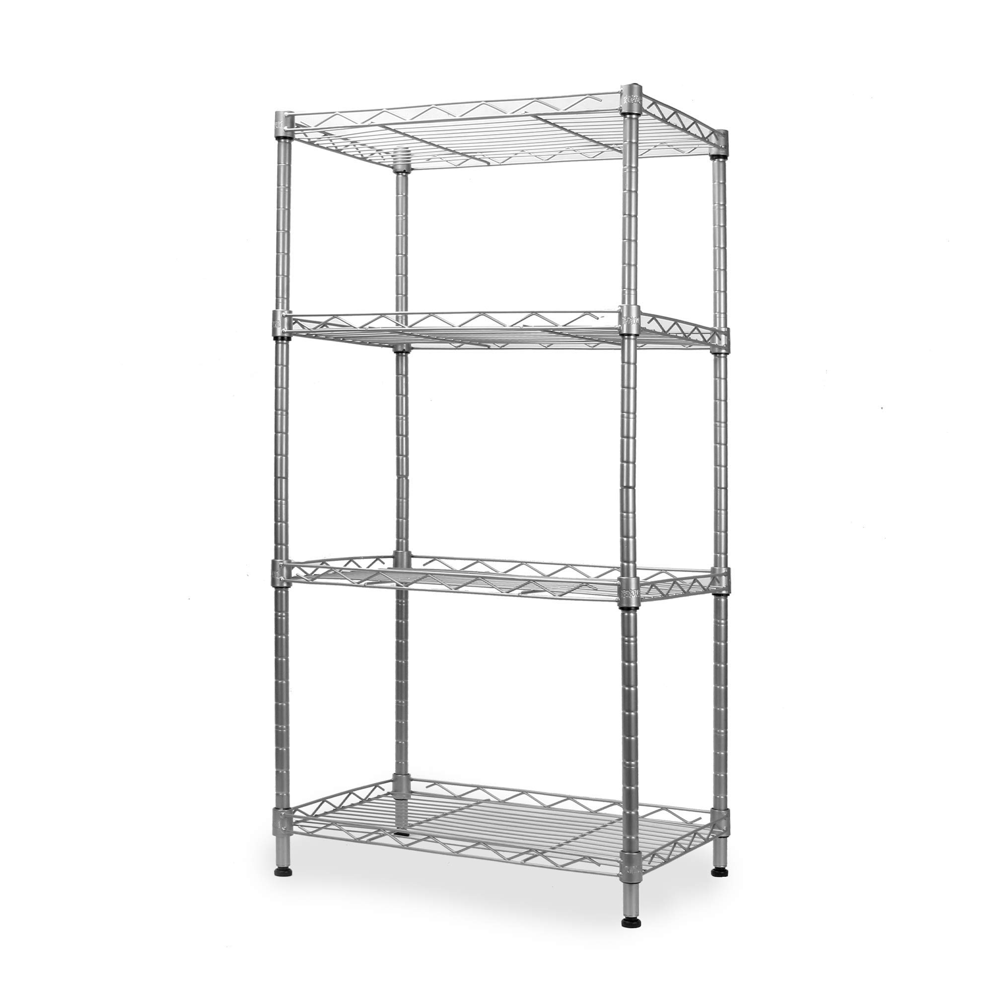 Maison & White 4 Tier Shelving Unit | Kitchen, Bathroom & Garage Storage Rack | Standing Shelf Organiser | Metal Storage Shelves | Organisation Rack | M&W