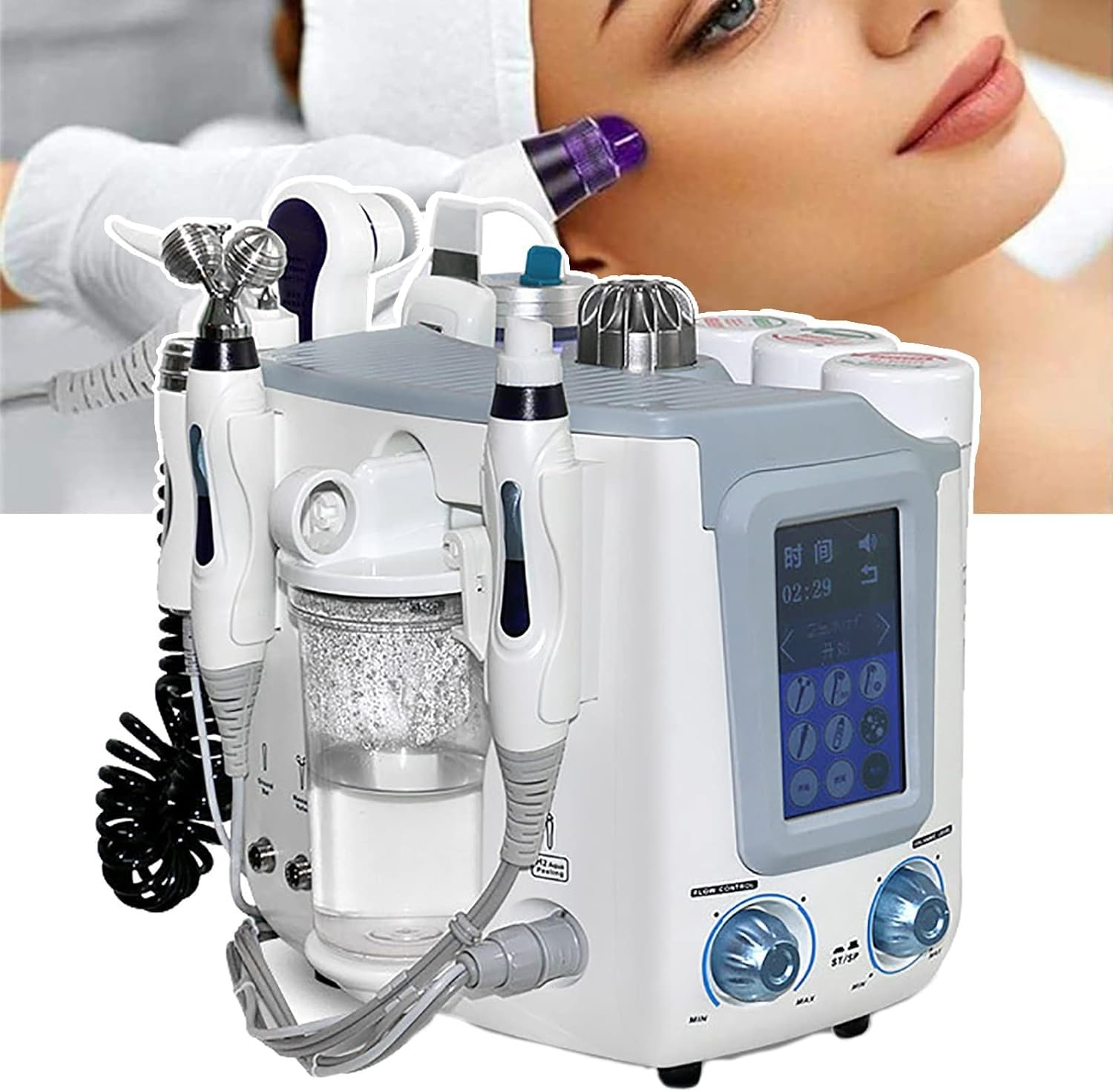 HS Hydrogen-Oxygen Facial Machine–6in1-Hydra Facial Machine -AquaSure Professional Multifunctional Hydra Face Care Device for Skin Moisturizing