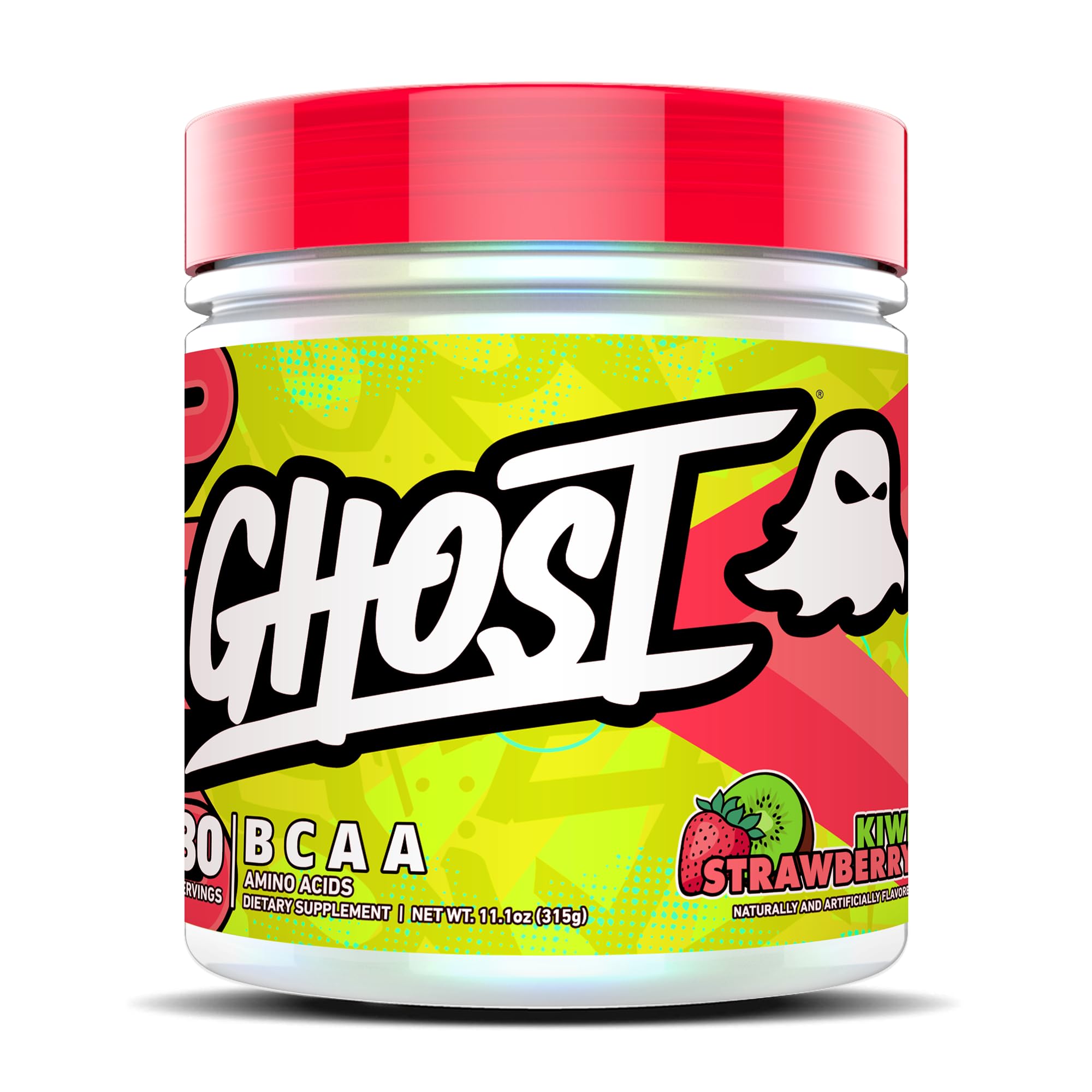 GHOST BCAA Powder Amino Acids Supplement, Kiwi Strawberry - 30 Servings - Sugar-Free Intra, Post & Pre Workout Amino Powder & Recovery Drink, 7G BCAA