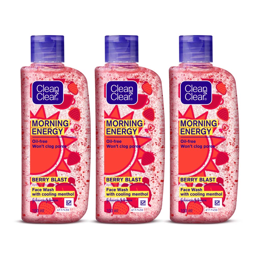 Clean & Clear Morning Energy Berry Blast, Red, 100 ml (Pack of 3)