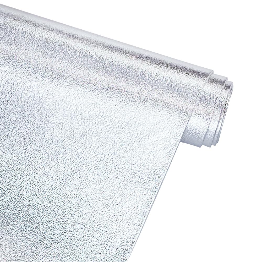 ONEART | Metallic Silver Soft Faux Leather Fabric, 0.9 mm Lambskin Synthetic Pleather for Handbag Wallets Hair Bows Crafts