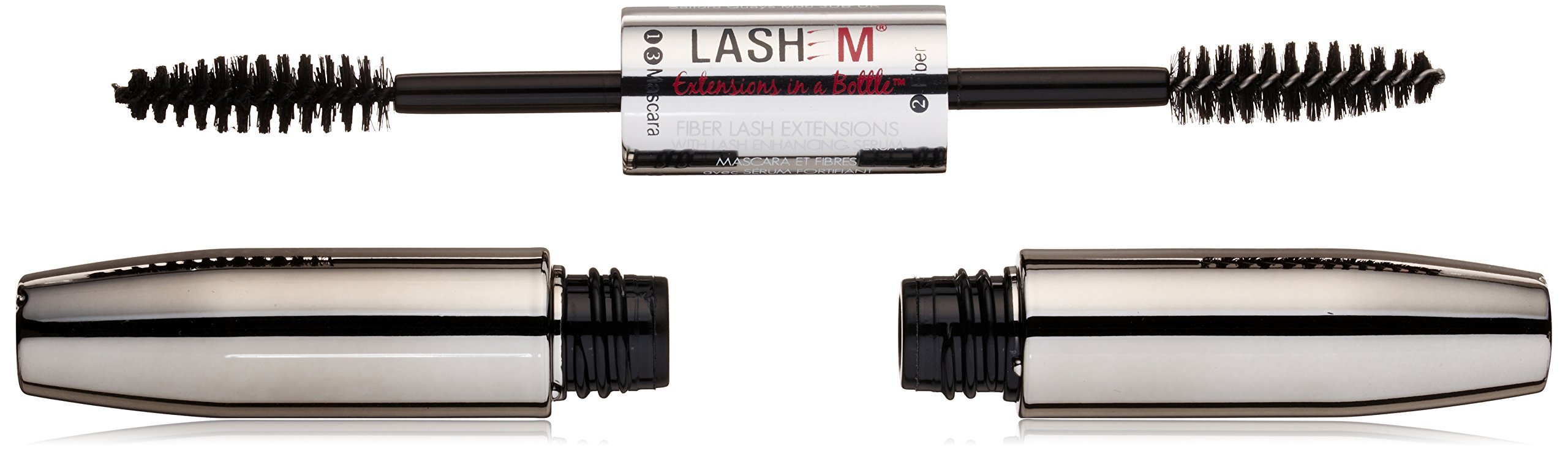 Lashem Fiber Lash Extensions with Lash Enhancing Serum - Black, Fiber 0.17 fl.oz, Mascara 0.2 fl.oz.