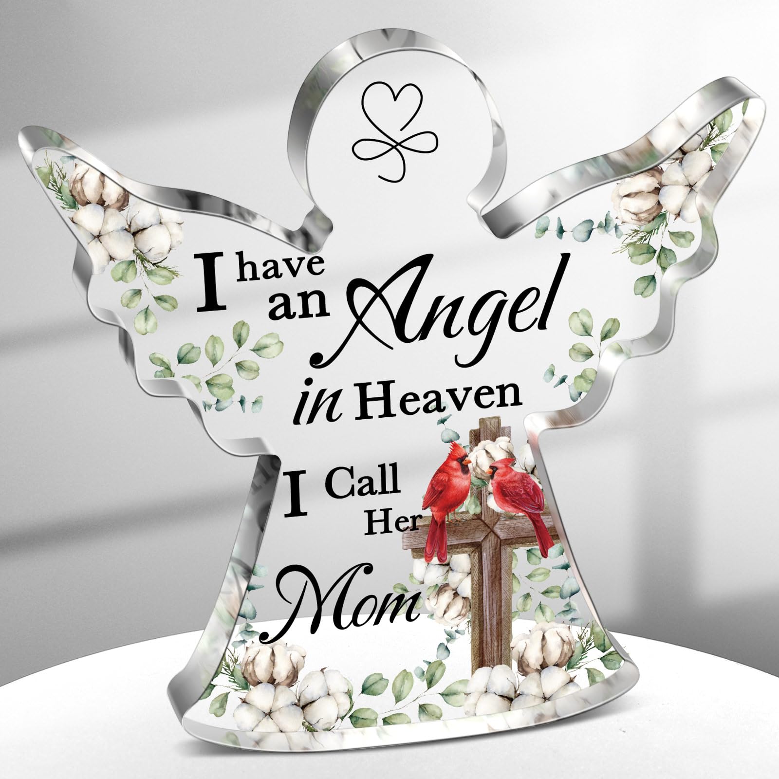 KarenhiRed Cardinal Christmas Gifts Sympathy Bereavement Gift Mom in Heaven Christmas Memorial Gifts for Loss of Mom In Memory Gift Christmas in Heaven Remembrance Gifts (Angle, 6 Inch)