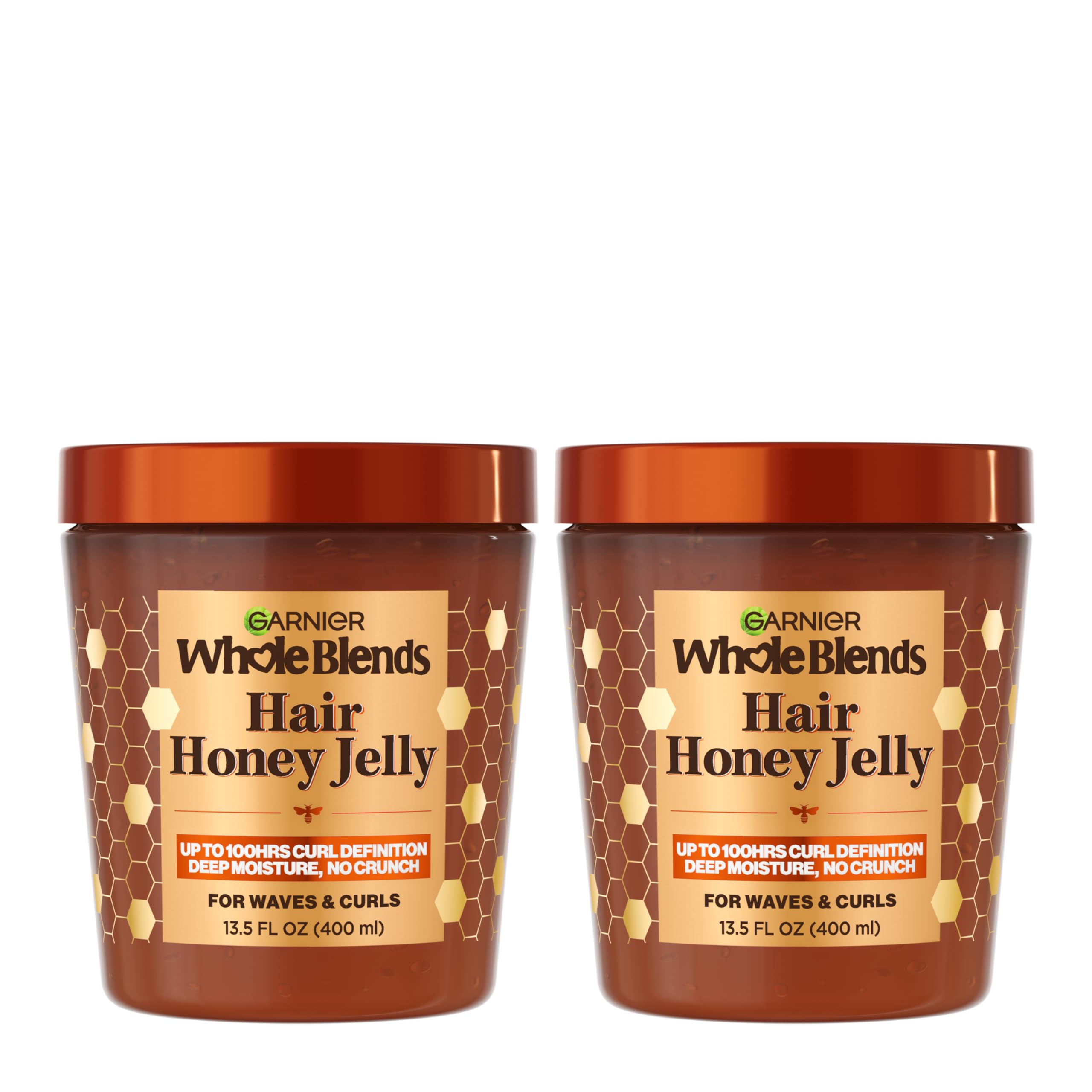 Garnier Whole Blends Hair Honey Jelly for Defining Wavy and Curly Hair, Hair Gel for Up to 100HRs Curl Definition, Frizz Control and Deep Moisture, 13.5 Fl Oz, 2 Count