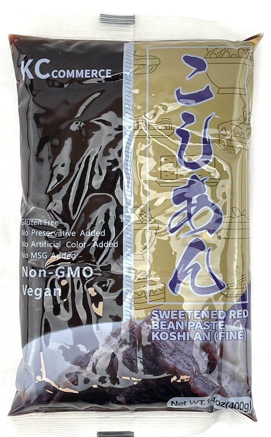 KC Commerce Sweetened Red Bean Paste - Adzuki Beans, Japanese Mochi Rice Cake Sweets Anko, Mashed TSUBUAN, VEGAN & GLUTEN-FREE, NO PRESERVATIVE, NO-MSG, NON-GMO, 14.11oz