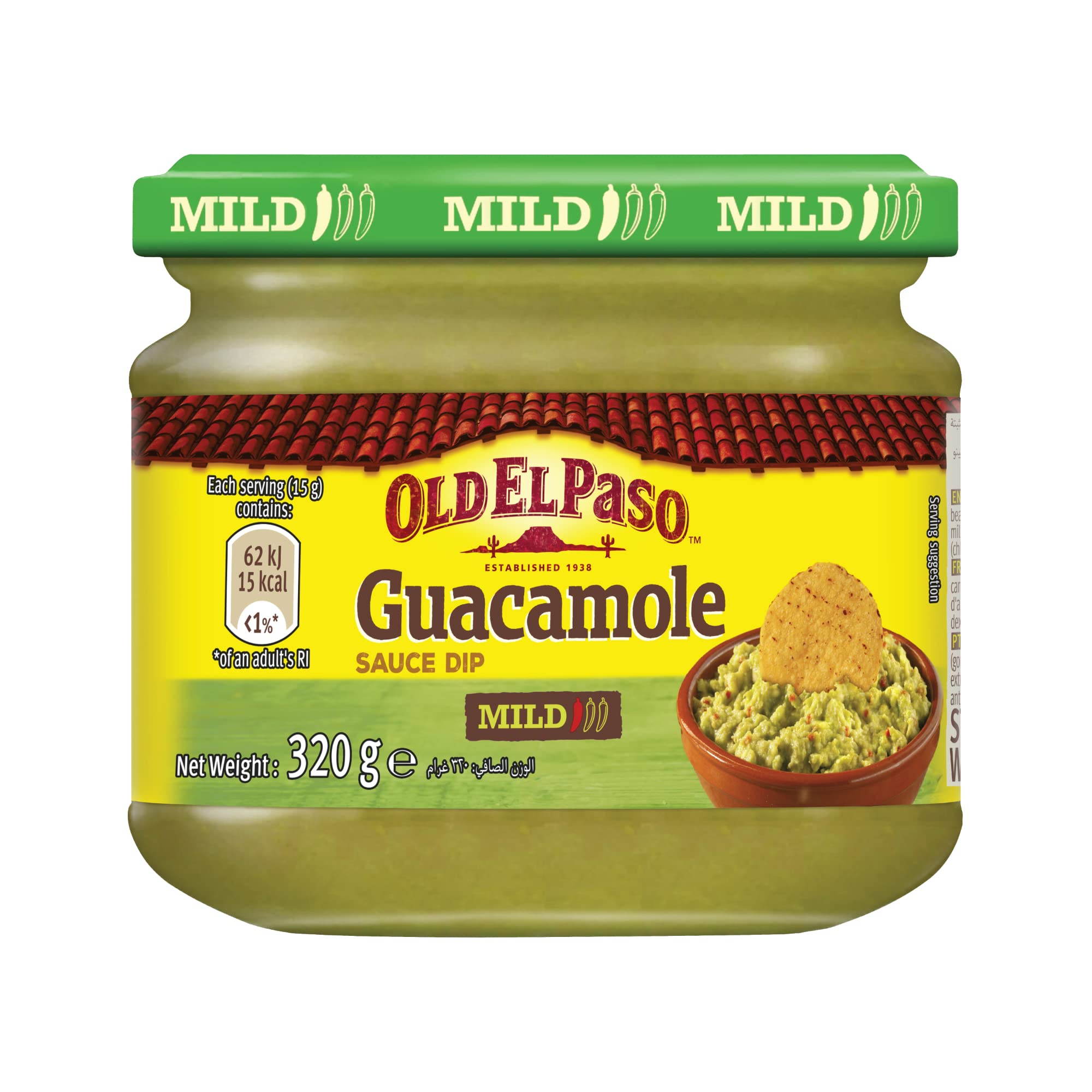 Old El Paso Guacamole Sauce Dip, Mild, 320g, Mouth Watering Salsa, Mexican Sauce Great for Dips, Toppings and Sides