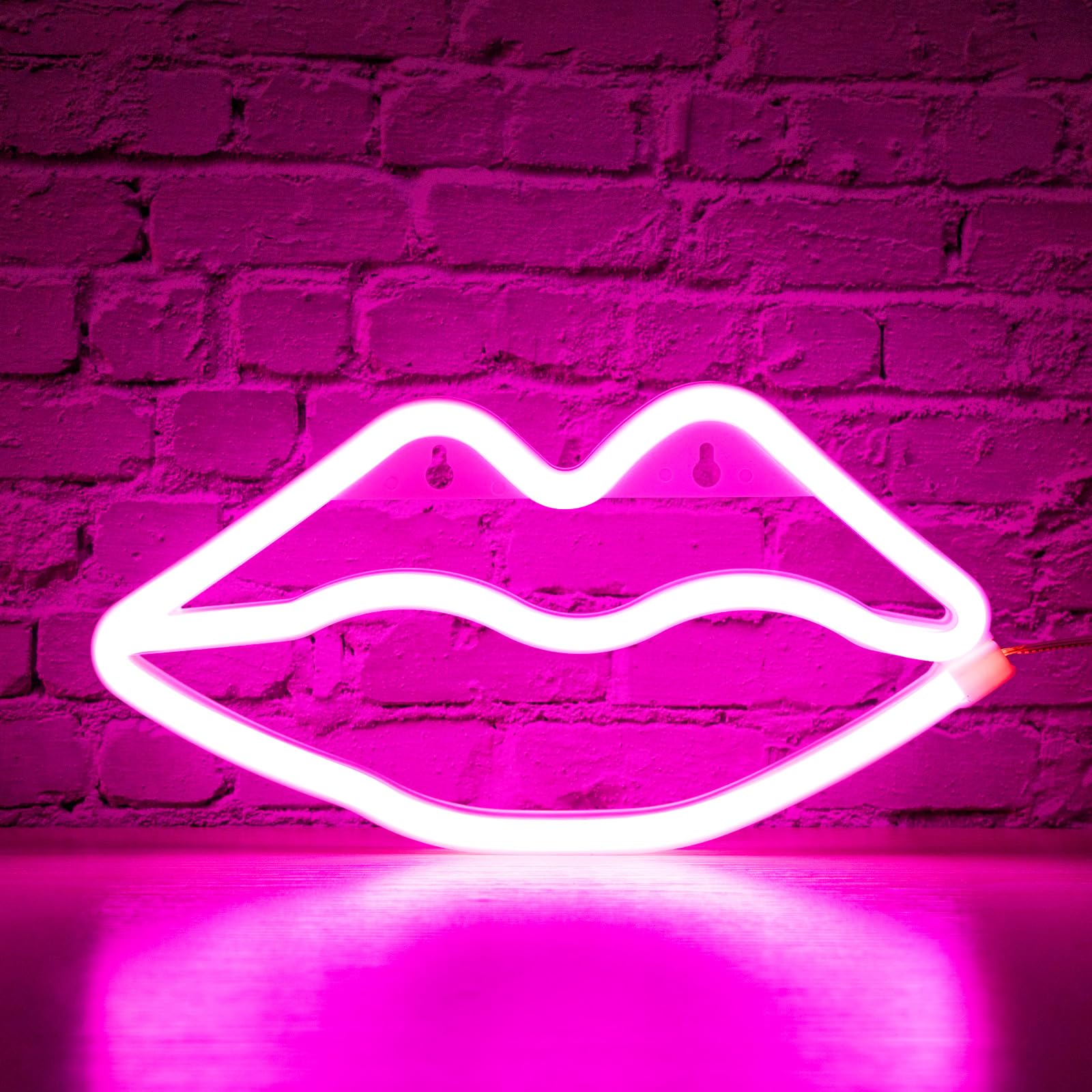 XIYUNTELip Neon Light Sign - USB or Battery Powered Lip Neon Signs for Wall Art Decor, Pink Lip Led Signs for Bedroom, Girls Room, Kids Room, Party, Valentine's Gift