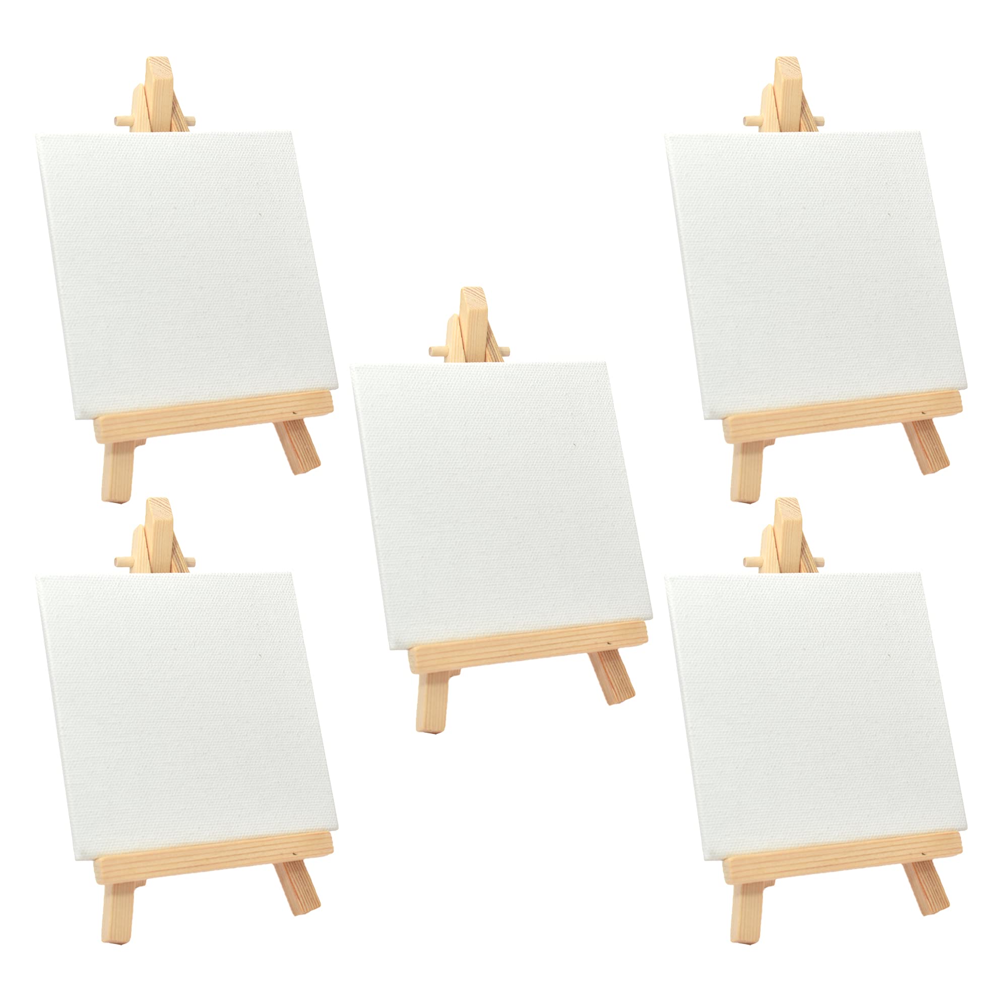 Buzz Cool Wooden Easel with Mini Canvas | Display Tabletop Tripod Stand for Mini Art Decoration | Wooden Canvas Easel for Card Artist Photos Phone Wedding Decoration | 6 inch, 5 pcs