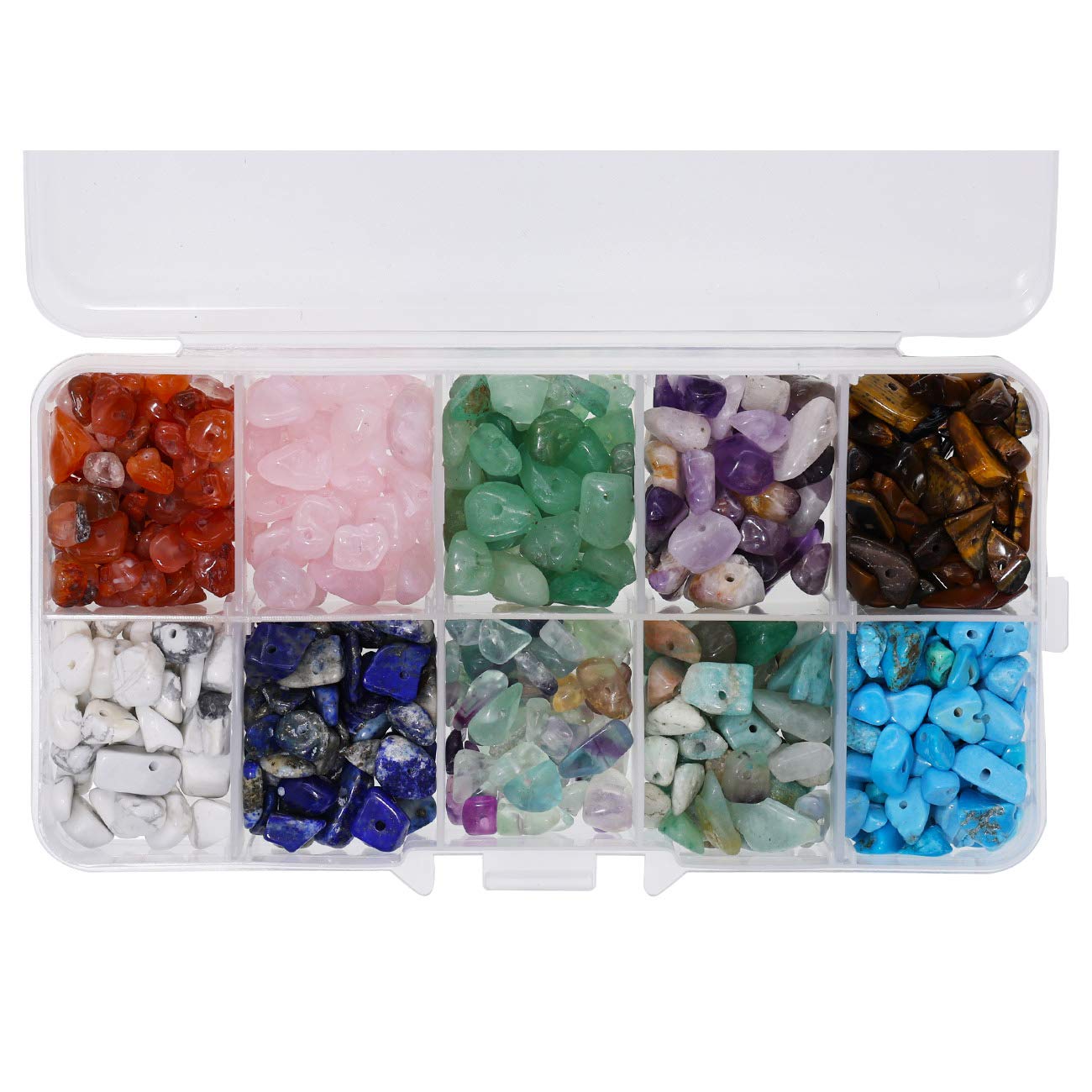 showll Gemstone Beads Natural Shape Stones Beads 150 g Stone Beads 10 Colours Irregular Chips Stones Crushed Chunked Crystal Pieces Loose Craft Beads Chain Jewellery Making DIY Crafts