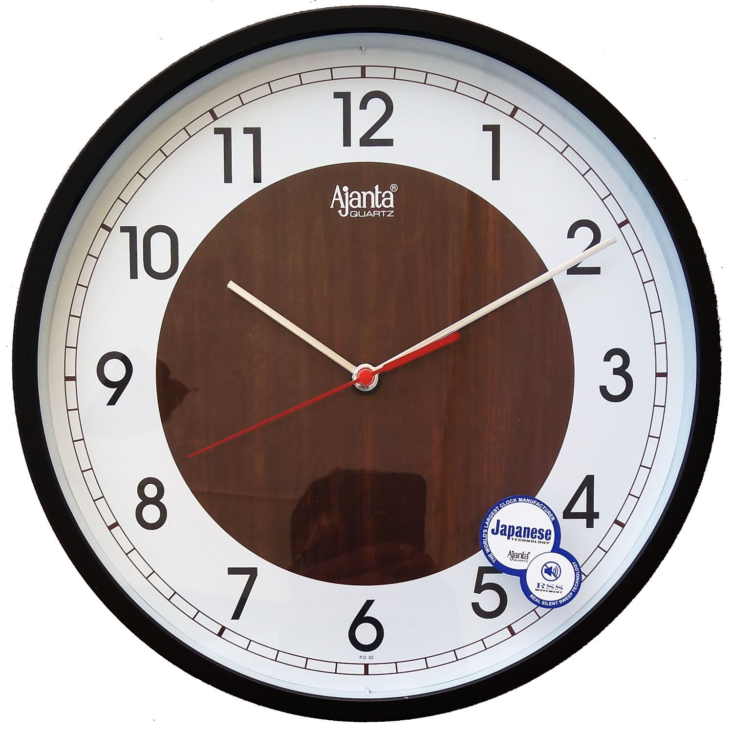 Ajanta Plastic Abstract Sweep Clock (30.3 cm x 30.3 cm x 4.5 cm, Brown)