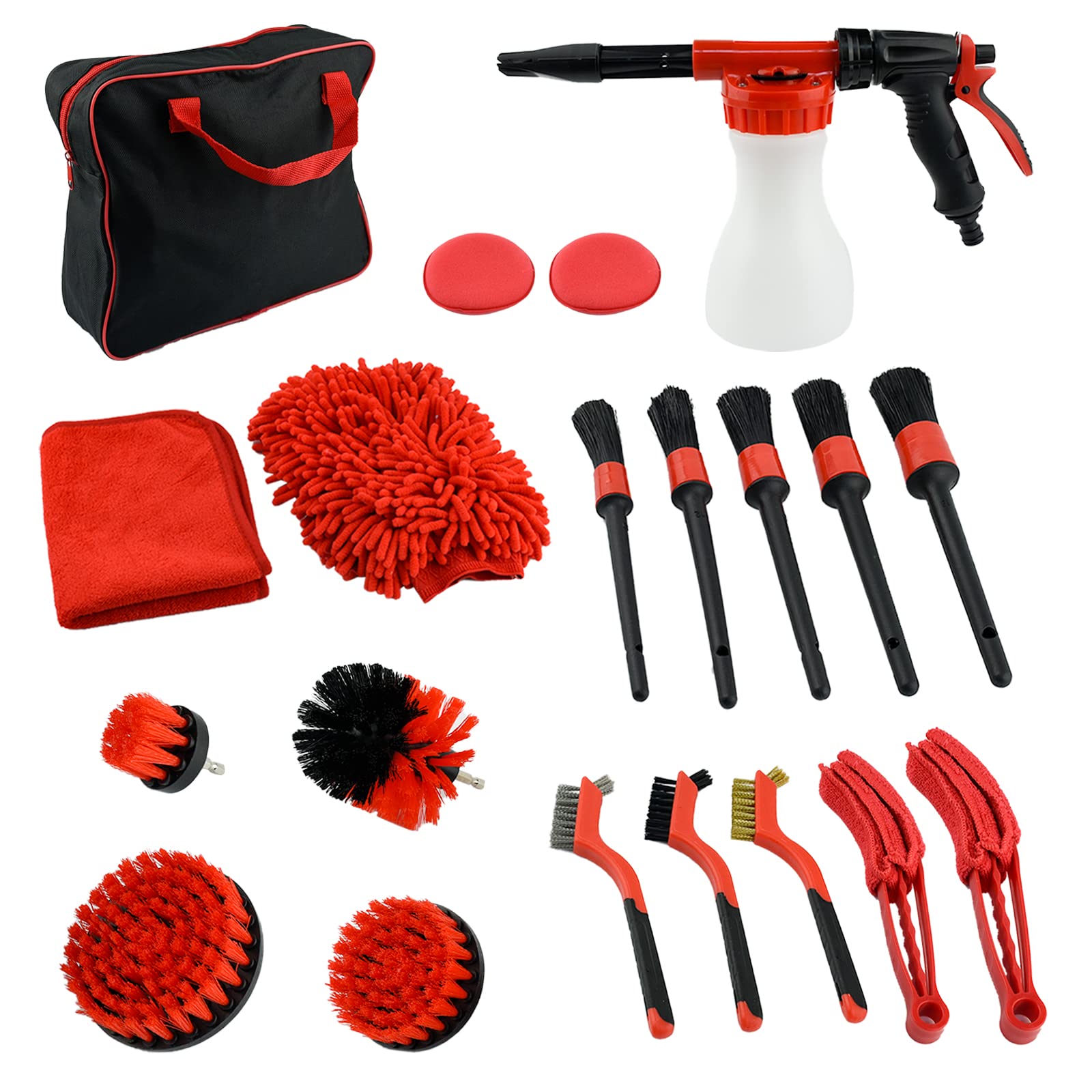 Locisne Car Wash Kit with Foam Gun, Car Cleaning Kit with Car Foam Sprayer, Car Detailing Kit, Car Detailing Brush Set, Wheel Brush, Foam Cannon Car Washing Kit